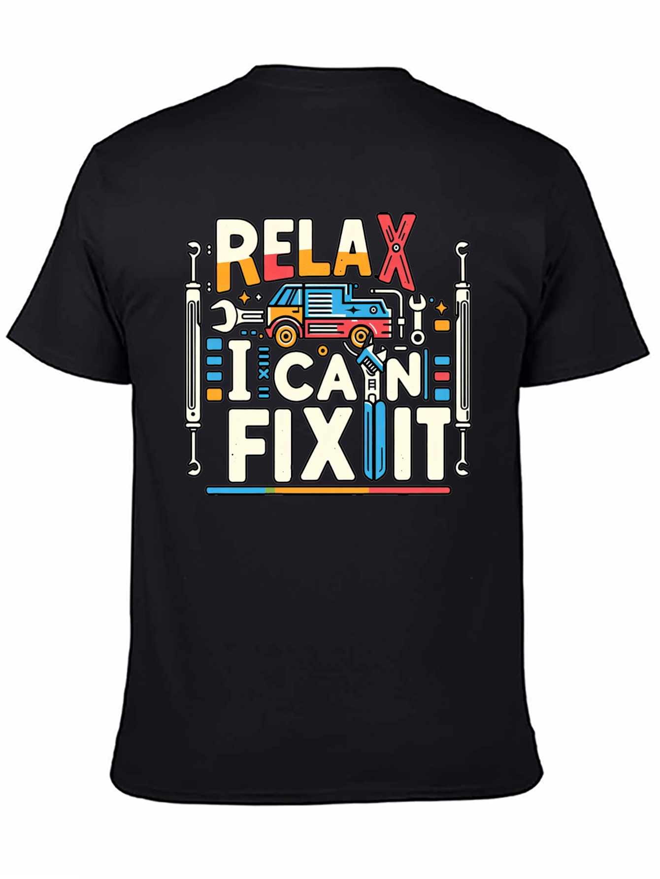 Black Relax I Can Fix It Graphic Tee - Mechanic Shirt view 4
