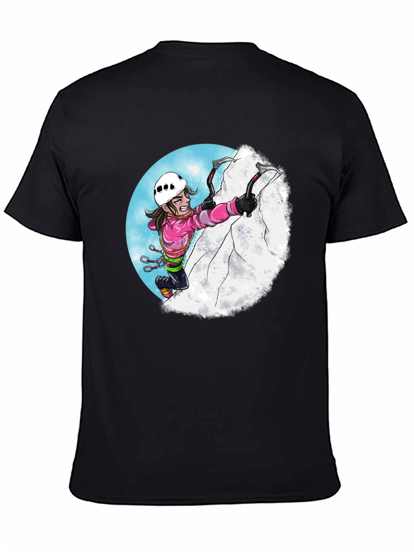 Black Climbing Cartoon Graphic Tee view 4