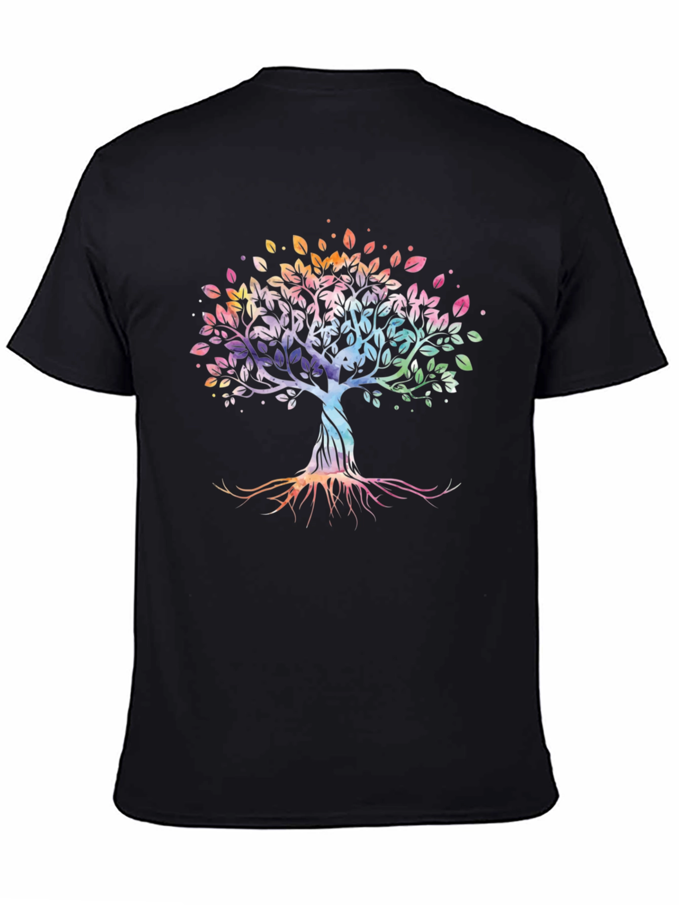 Black Watercolor Tree of Life Black T-Shirt view 4