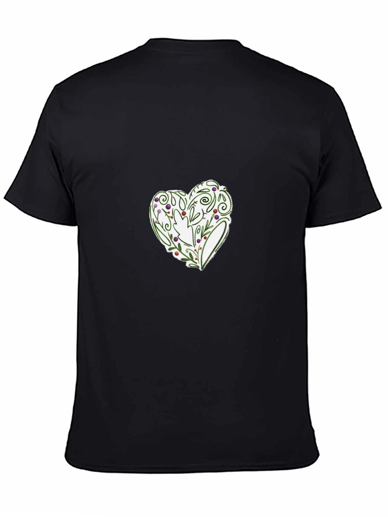 Black Floral Heart Graphic Tee - Stylish Black T-Shirt view 4