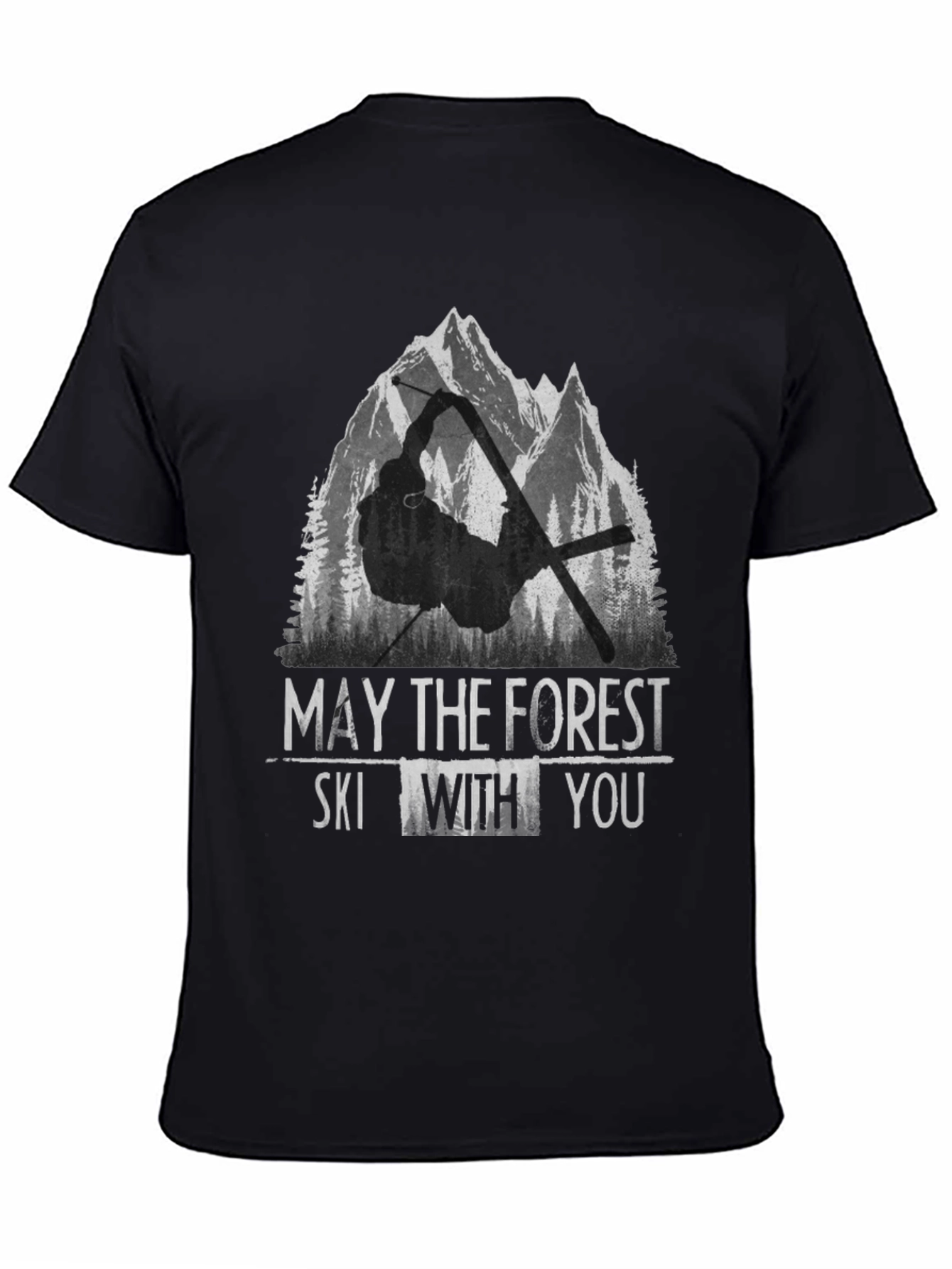 Black May the Forest Ski With You Black Graphic Tee view 4