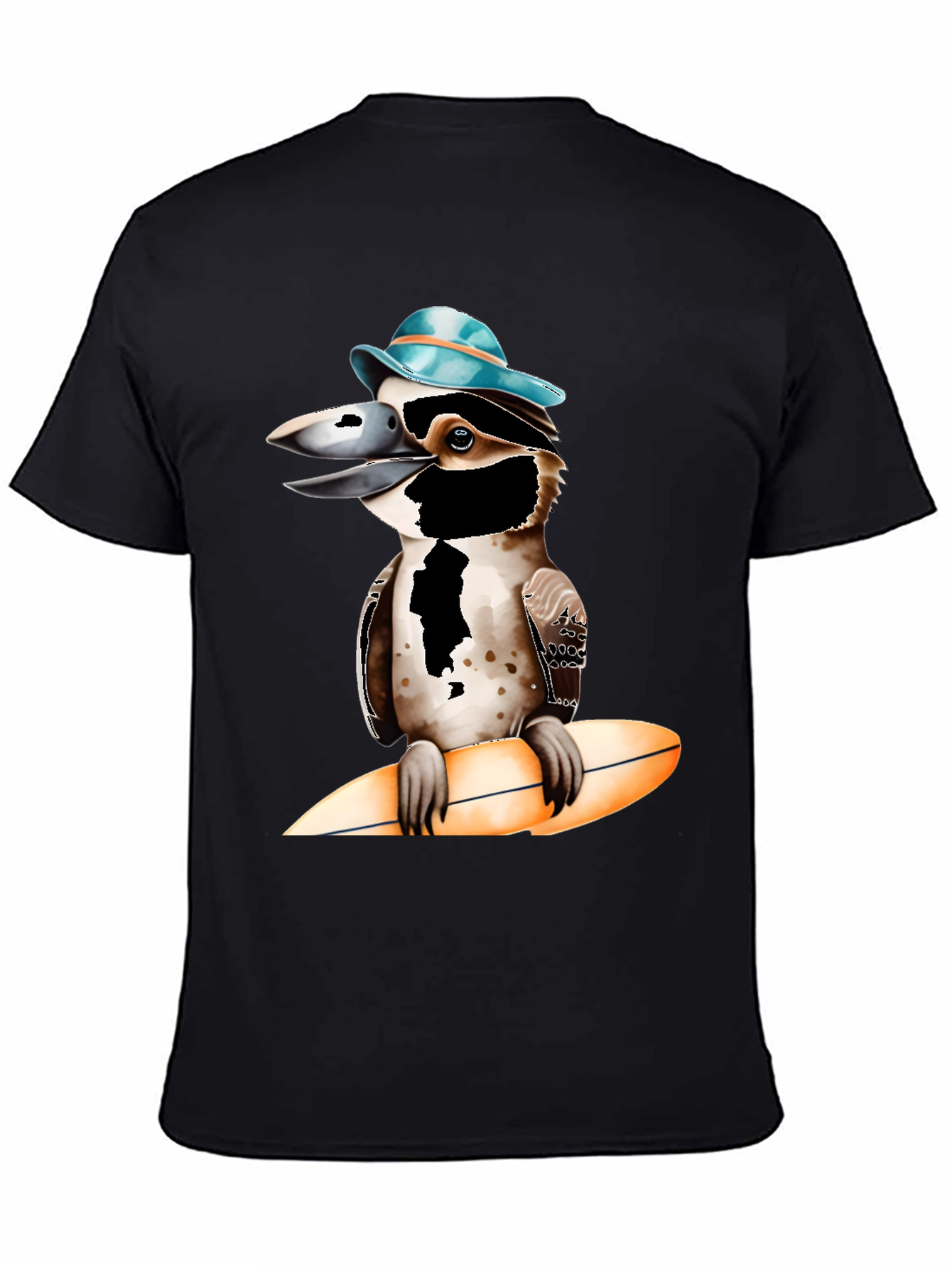 Black Kookaburra Surfer T-Shirt - Cool Bird Design view 4