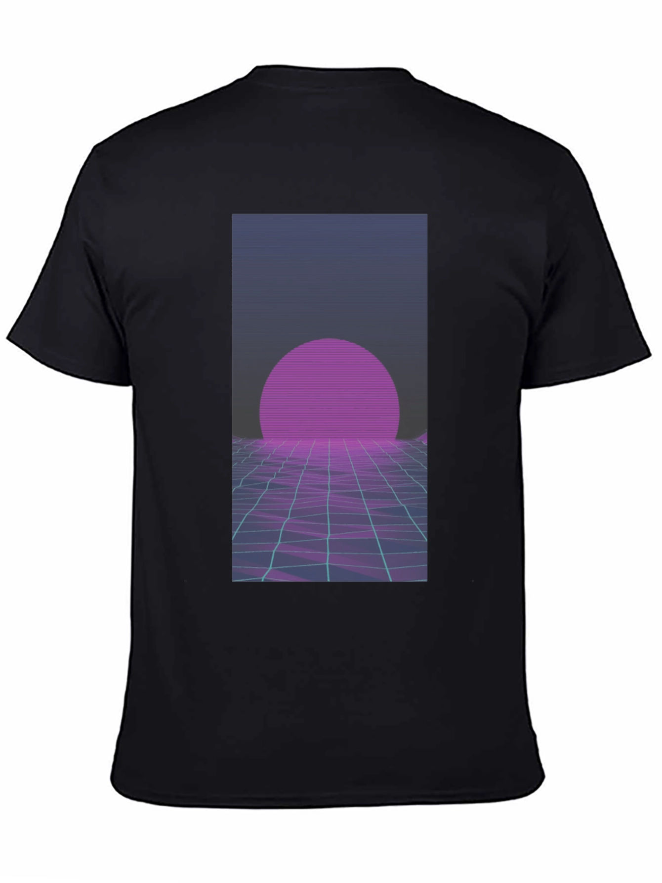 Black Retro Wave T-Shirt: 80s Style Sunset Graphic Tee view 4