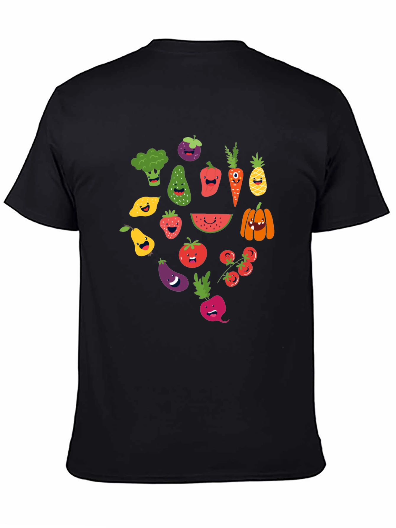 Black Whimsical Veggie T-Shirt - Fun Foodie Fashion view 4
