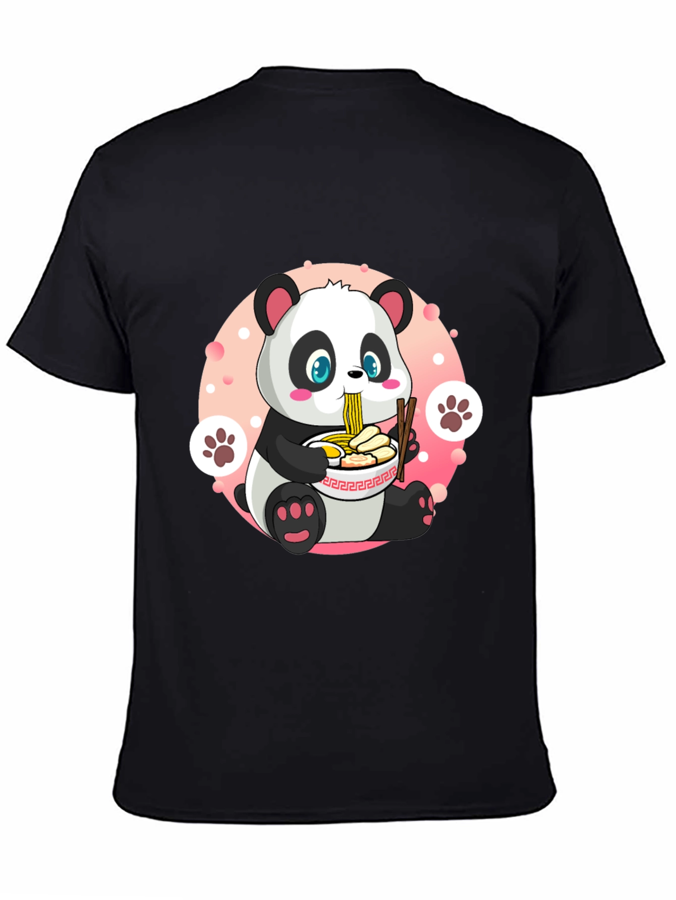 Black Cute Panda Ramen T-Shirt - Fun Anime Style view 4
