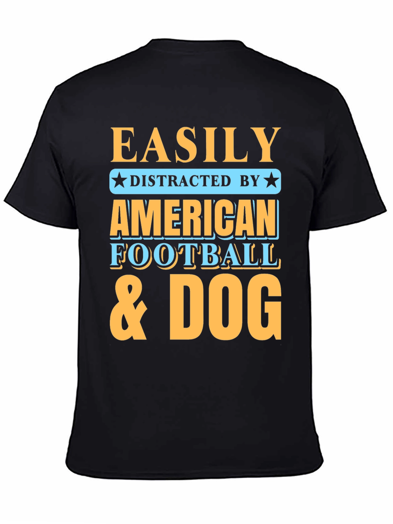 Black Easily Distracted T-Shirt - Football & Dog view 4