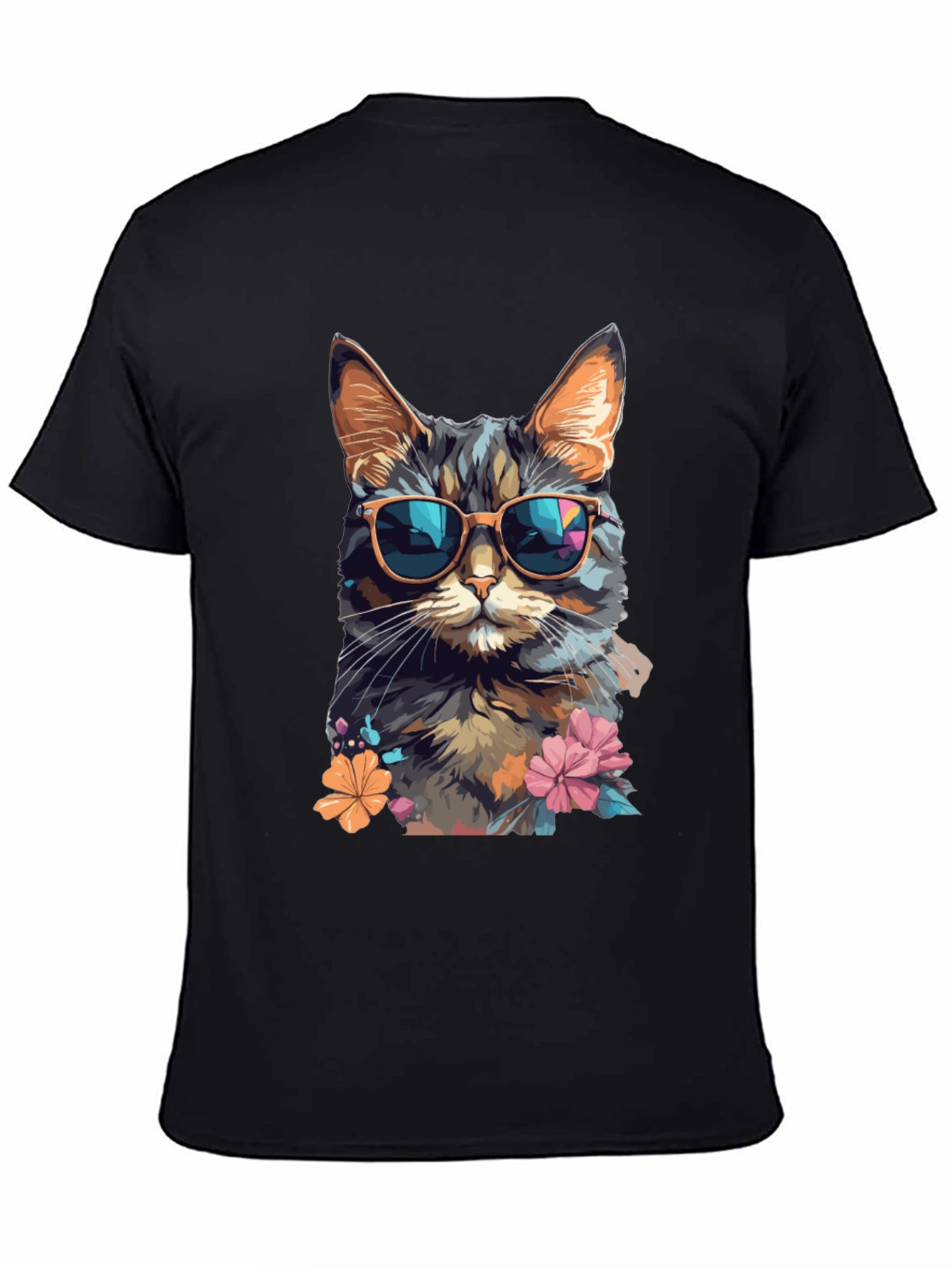Black Cool Cat T-Shirt: Stylish Feline Design view 4