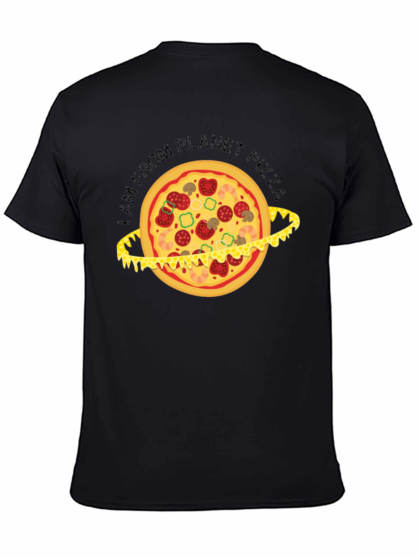 Black Planet Pizza T-Shirt - Black Graphic Tee view 4