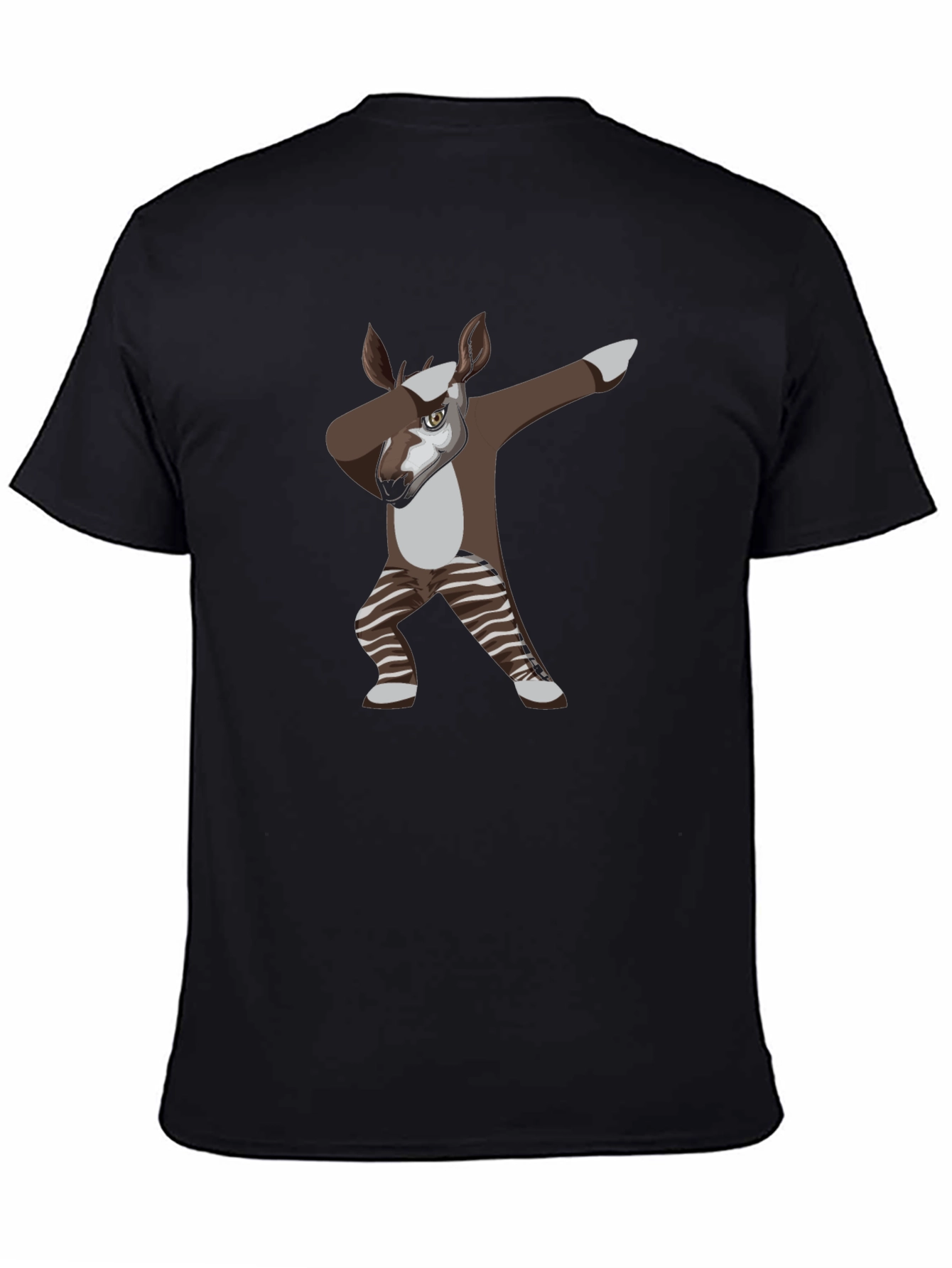 Black Dabbing Okapi Graphic Tee - Cool Animal T-Shirt view 4