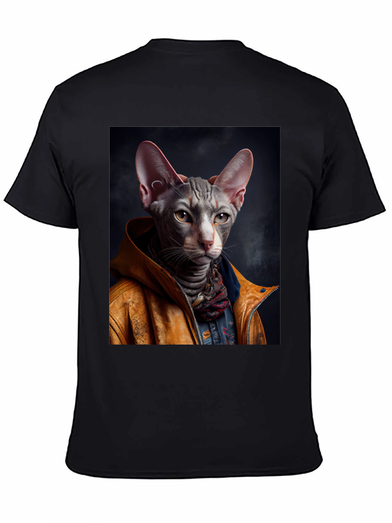 Black Cool Cat T-Shirt - Unique Graphic Tee view 4