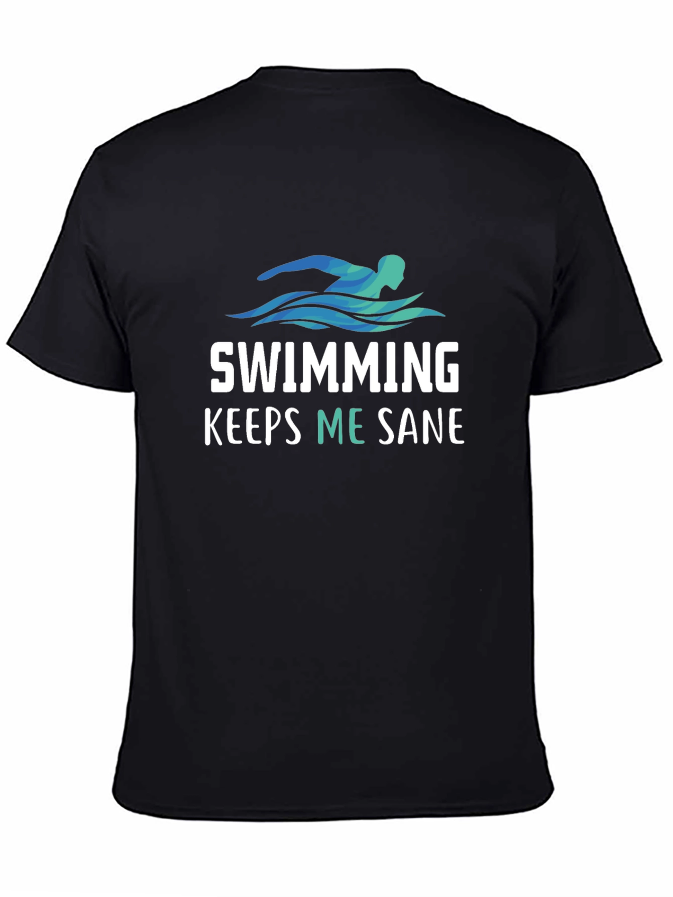 Black Swimming Keeps Me Sane T-Shirt view 4