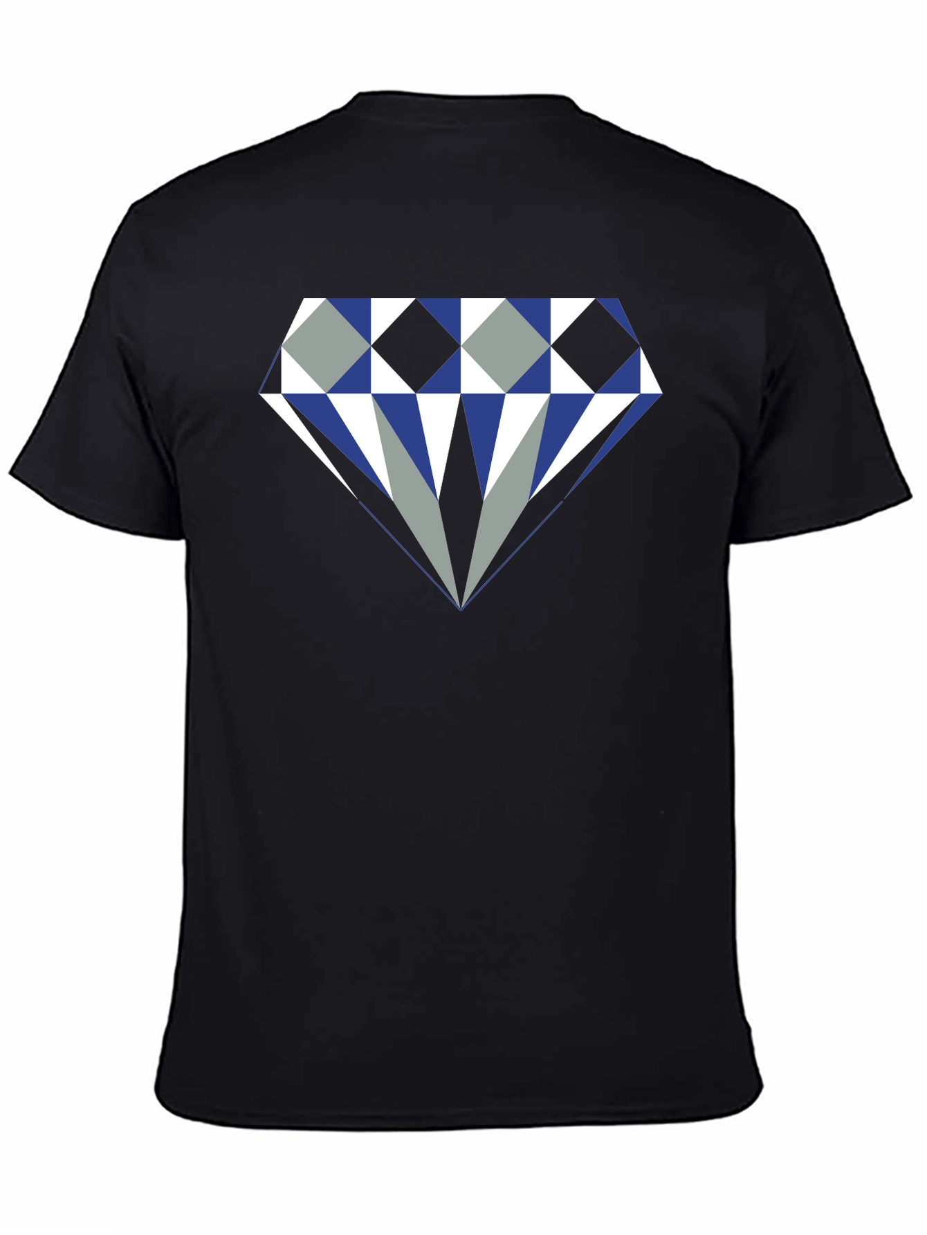 Black Geometric Diamond Graphic Print Men's Tee view 4