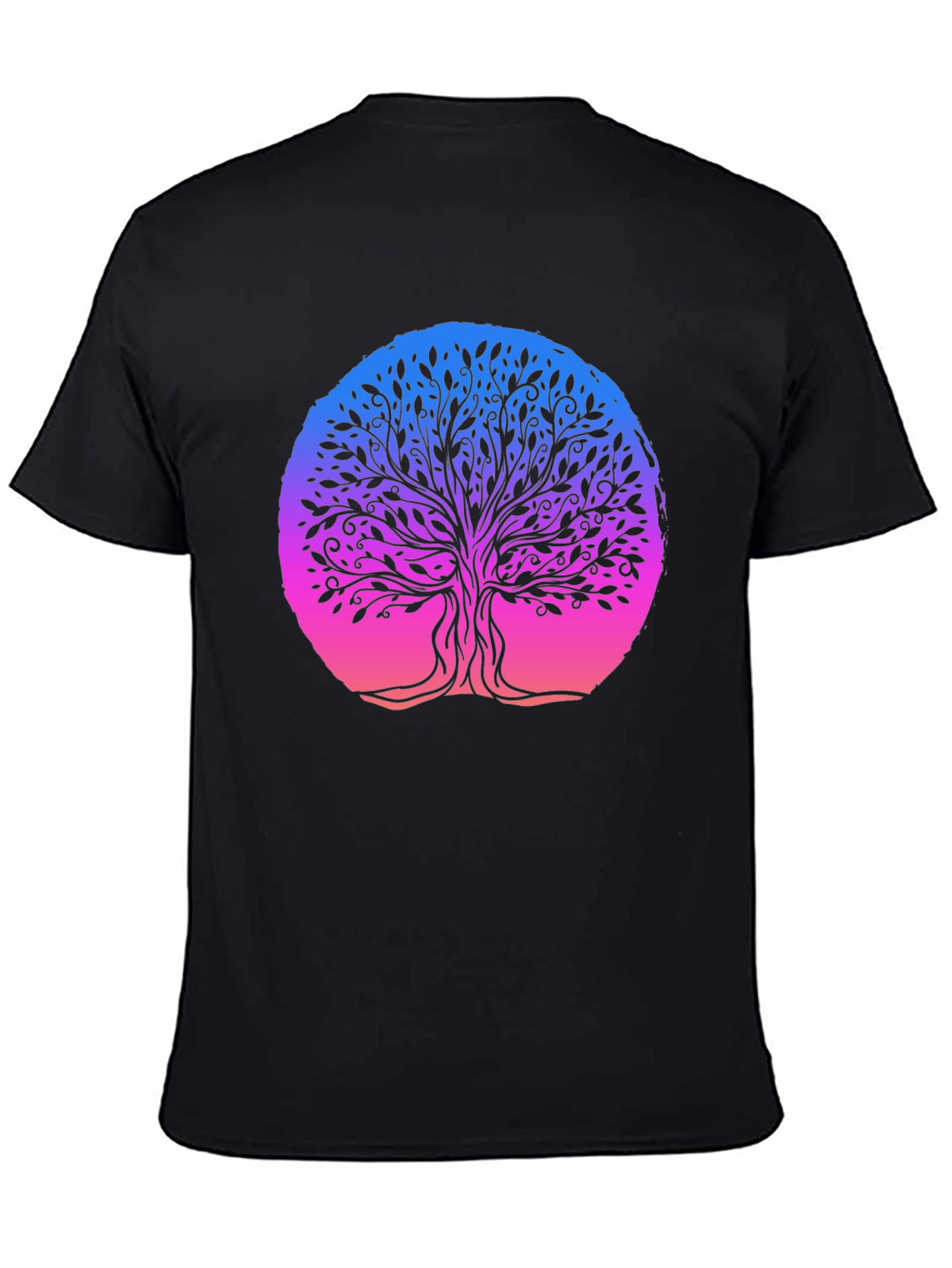 Black Tree of Life Graphic Tee - Black Cotton Blend view 4