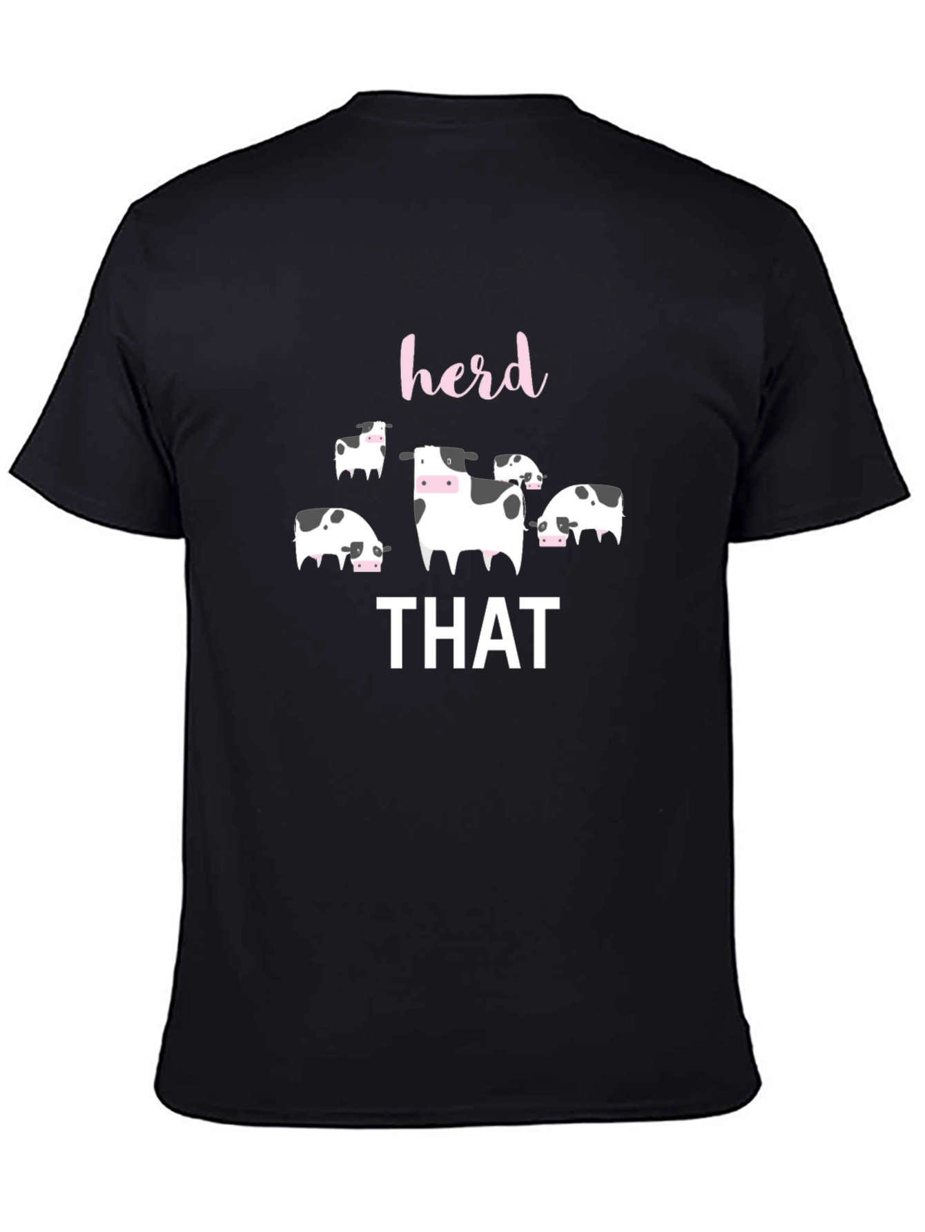 Black Herd That T-Shirt - Black Cotton Tee with Cow Graphic view 4