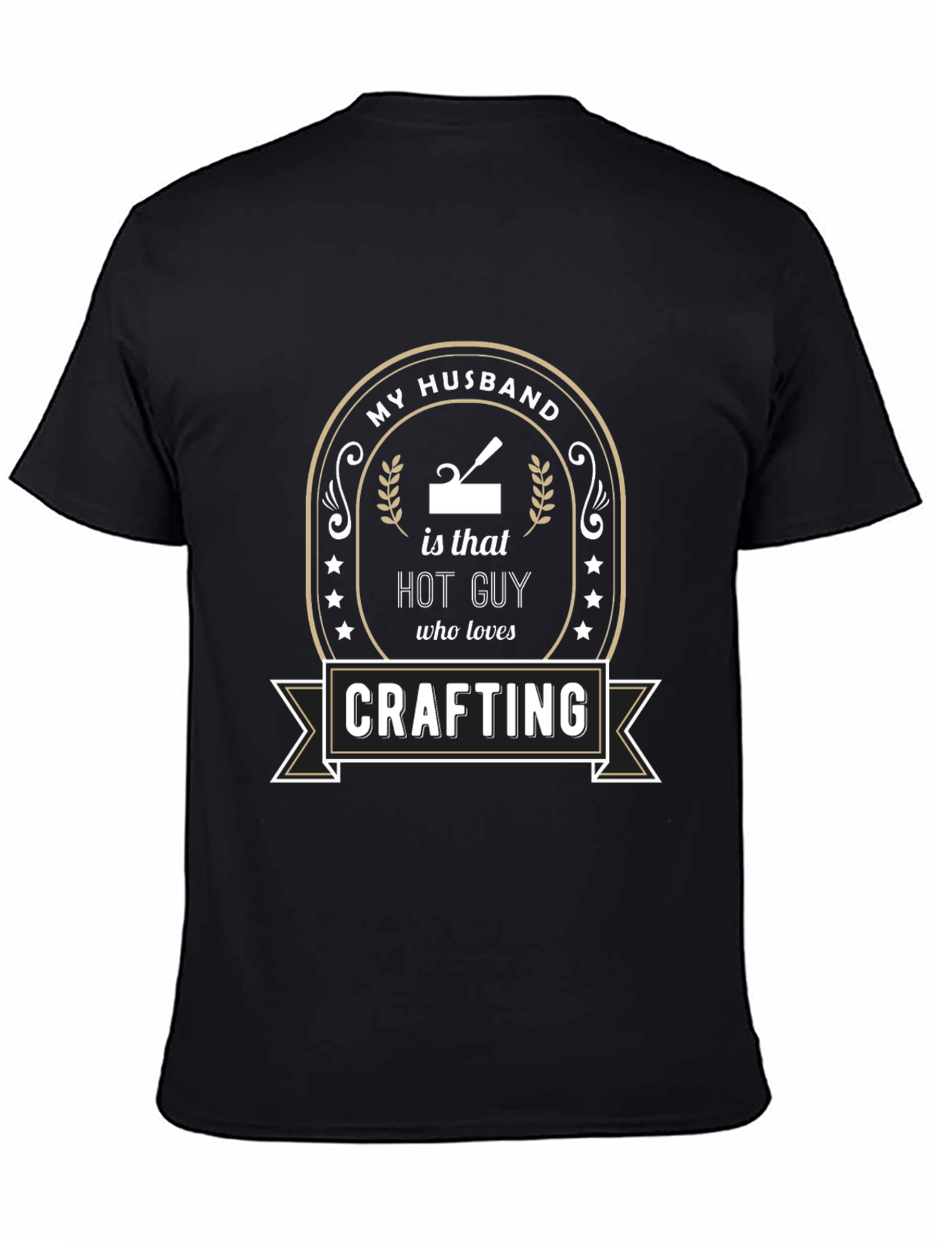 Black My Husband is a Hot Guy Crafting T-Shirt view 4