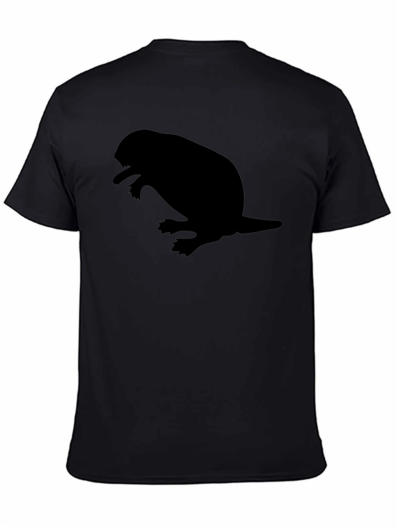 Black Men's Black T-shirt with Beaver Silhouette Graphic view 4