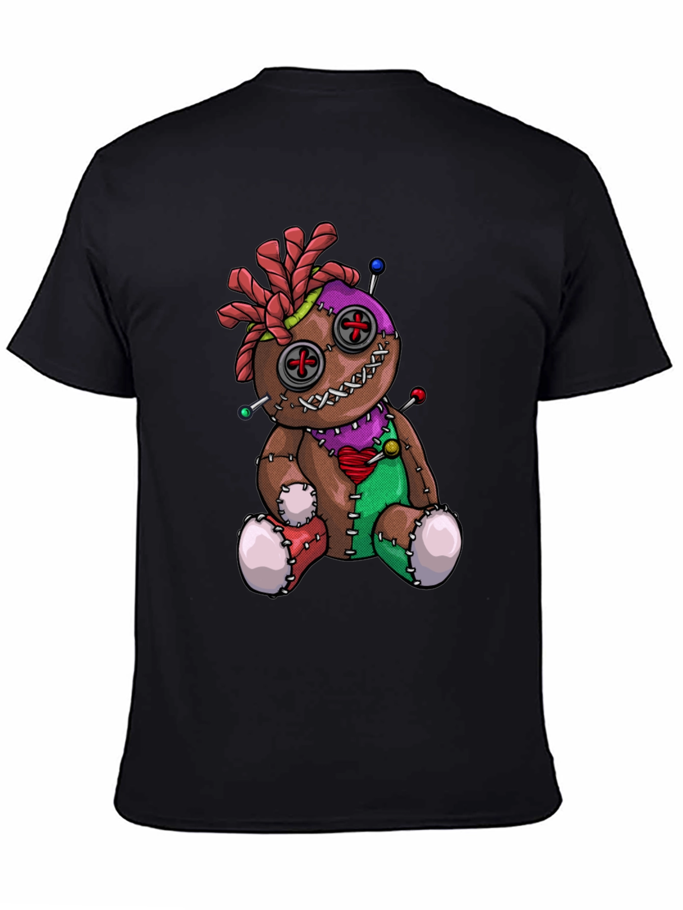 Black Voodoo Doll Graphic T-Shirt - Unique Spooky Design view 4