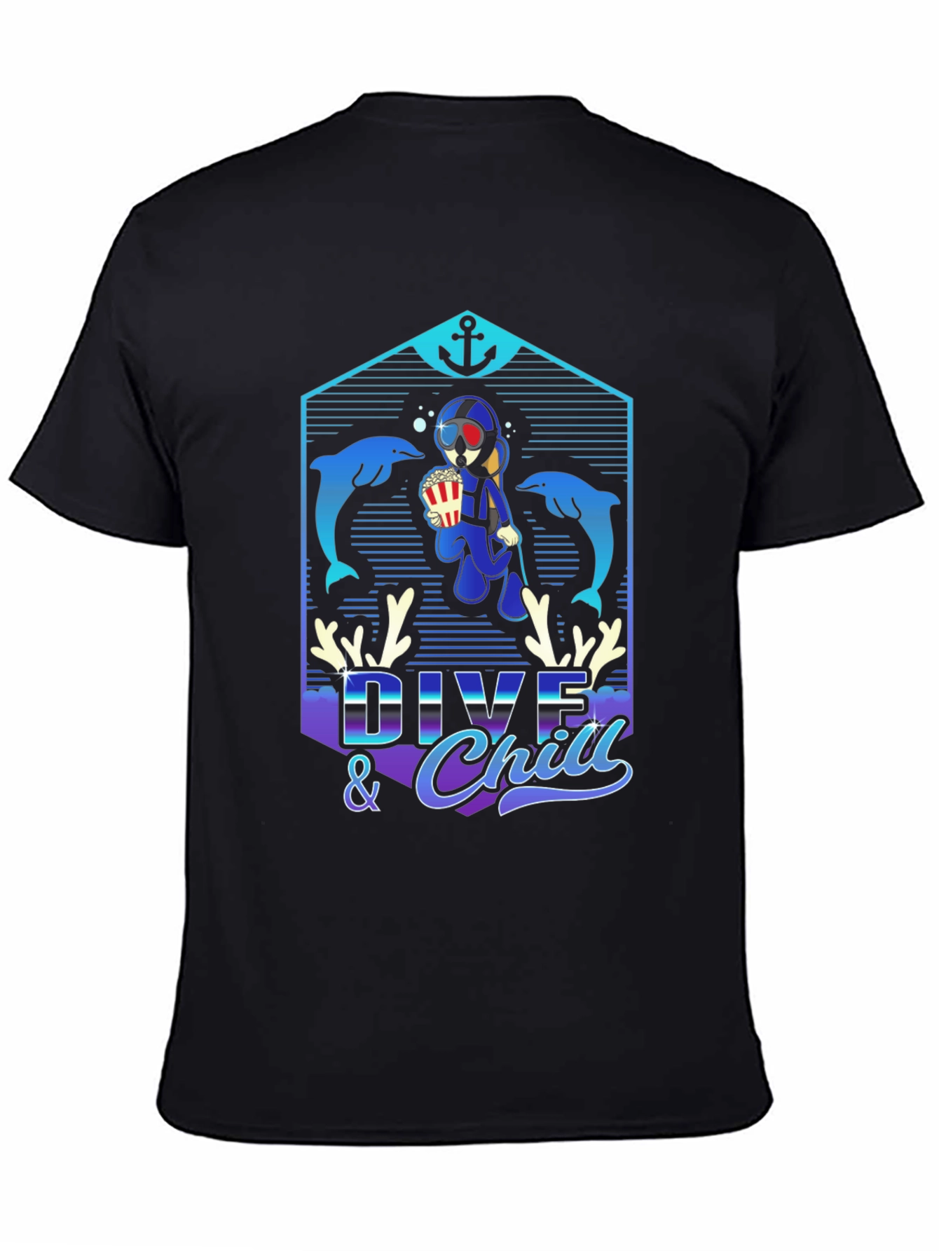 Black Dive & Chill Graphic T-Shirt view 4