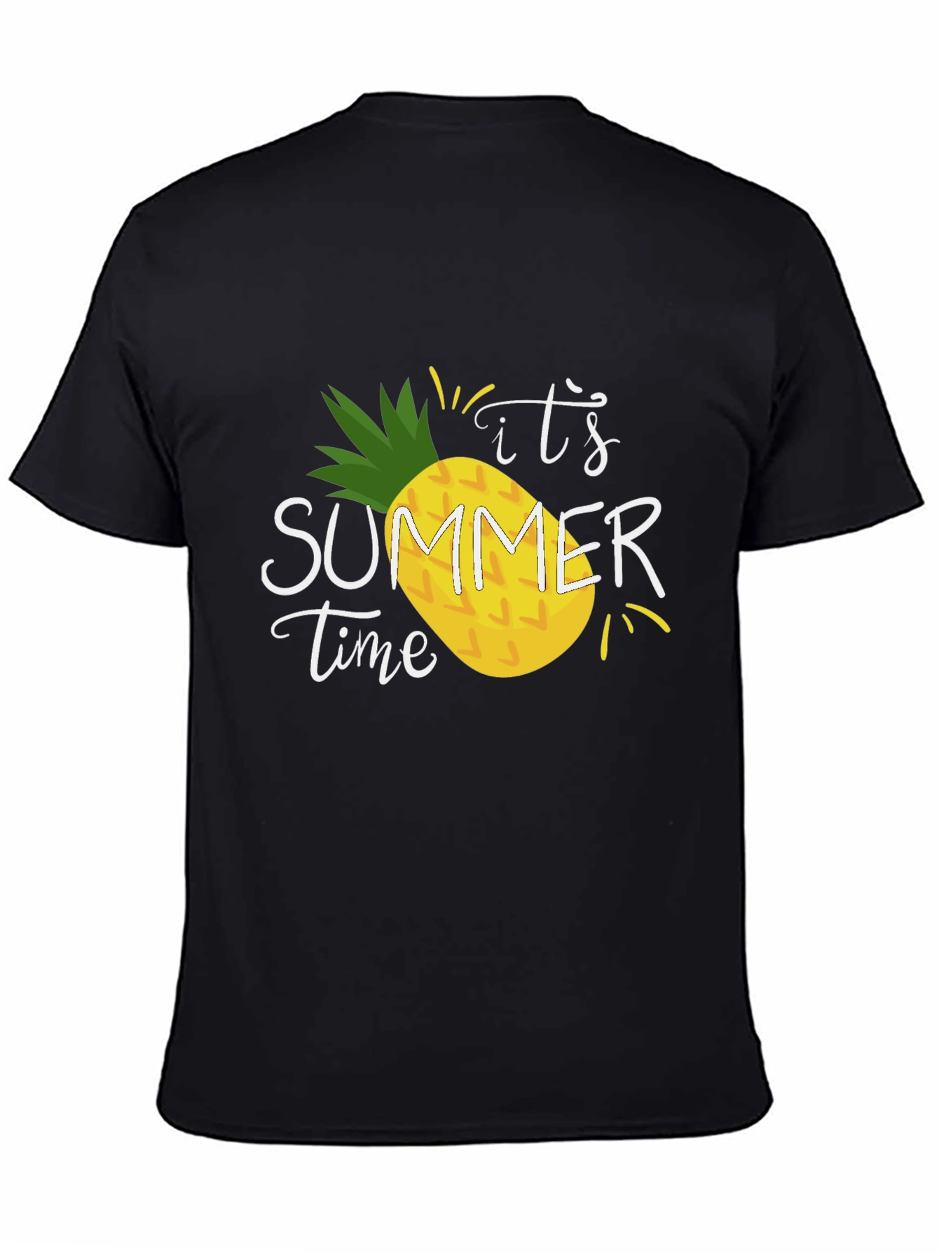 Black It's Summer Time Pineapple T-Shirt view 4