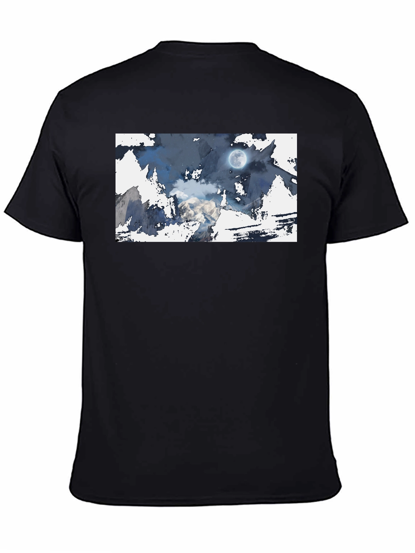Black Moonlit Mountain Tee - Stylish Graphic Print view 4