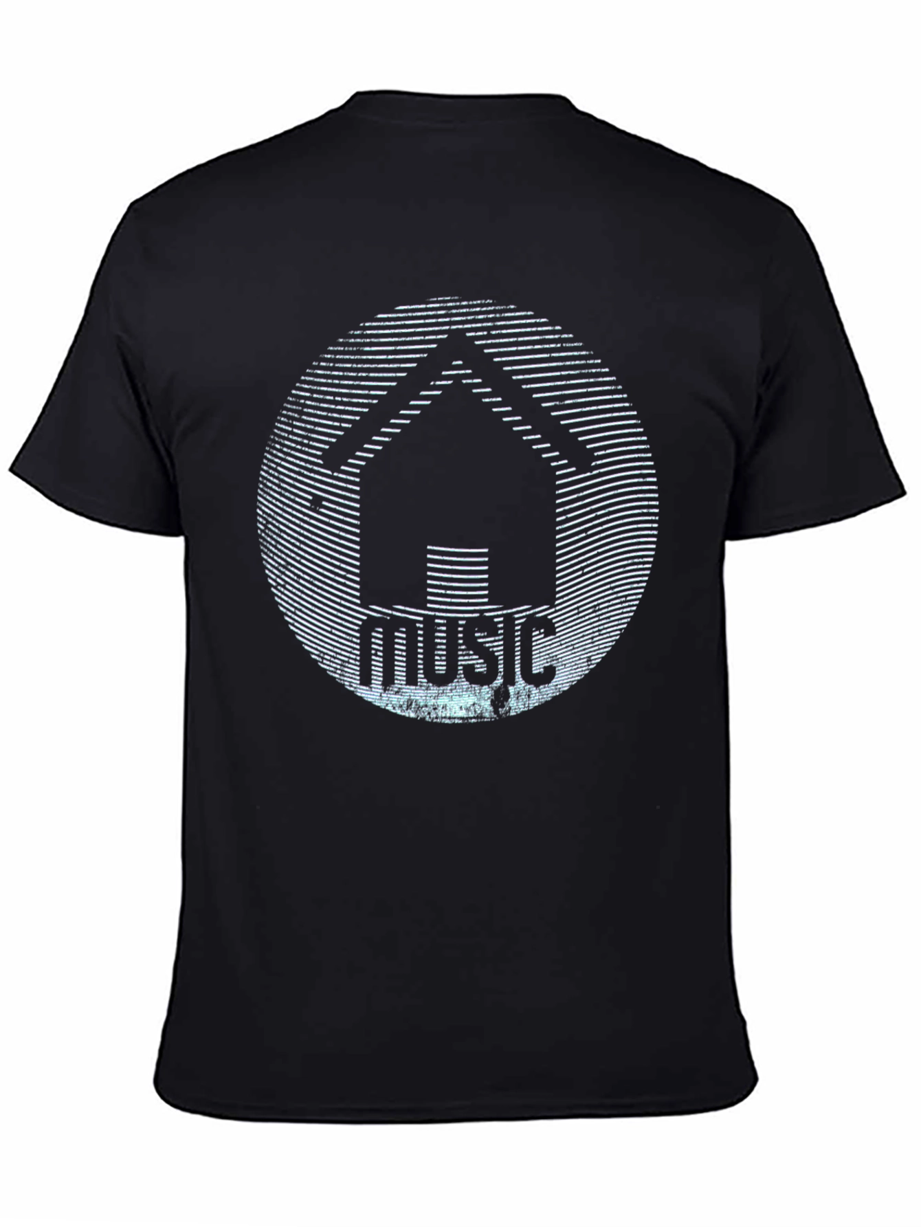 Black House Music Graphic T-Shirt - Black Crew Neck Tee view 4