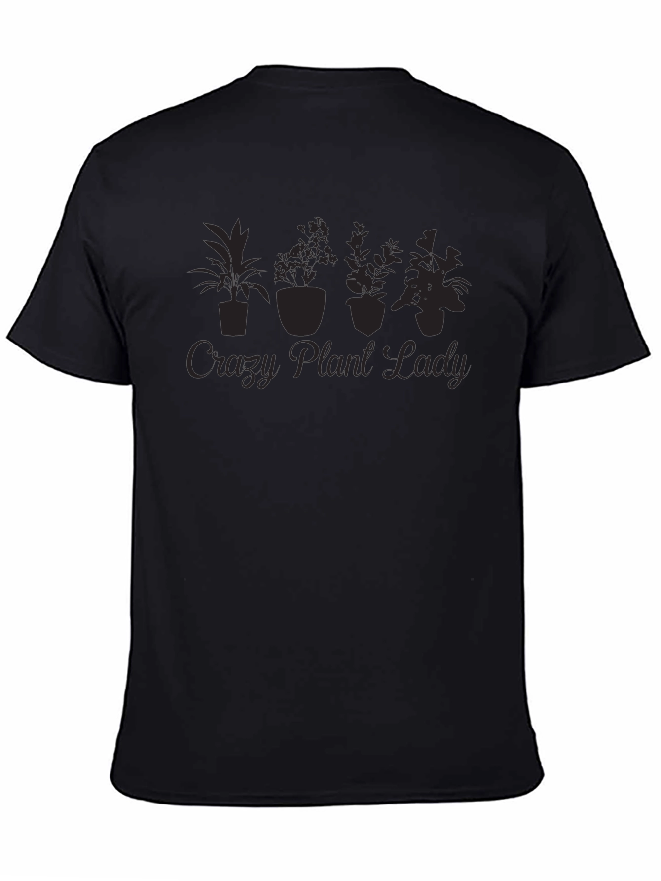 Black Crazy Plant Lady Graphic T-Shirt - Black view 4