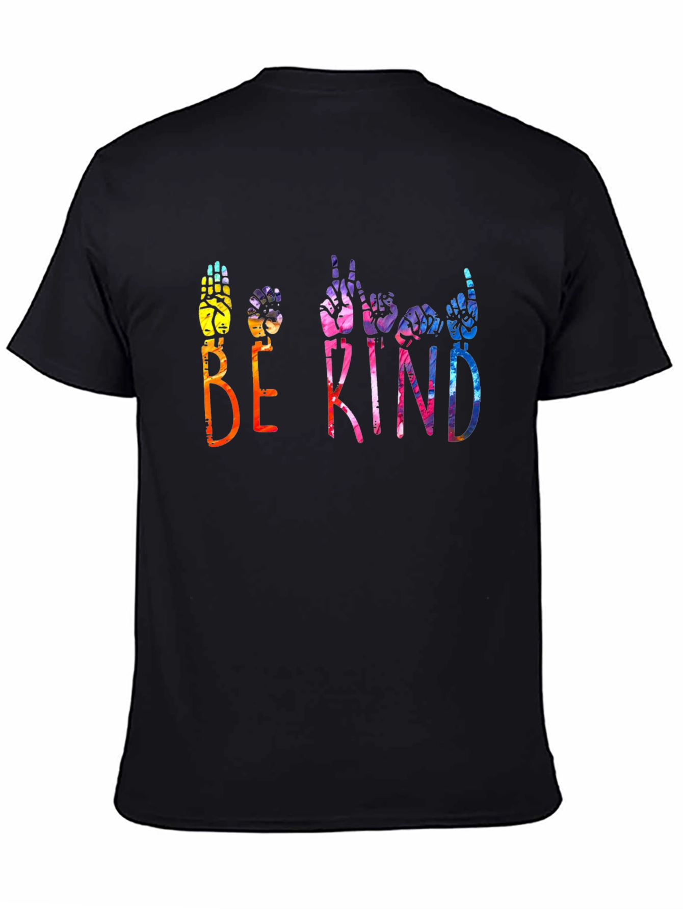 Black Be Kind Sign Language Graphic T-Shirt view 4