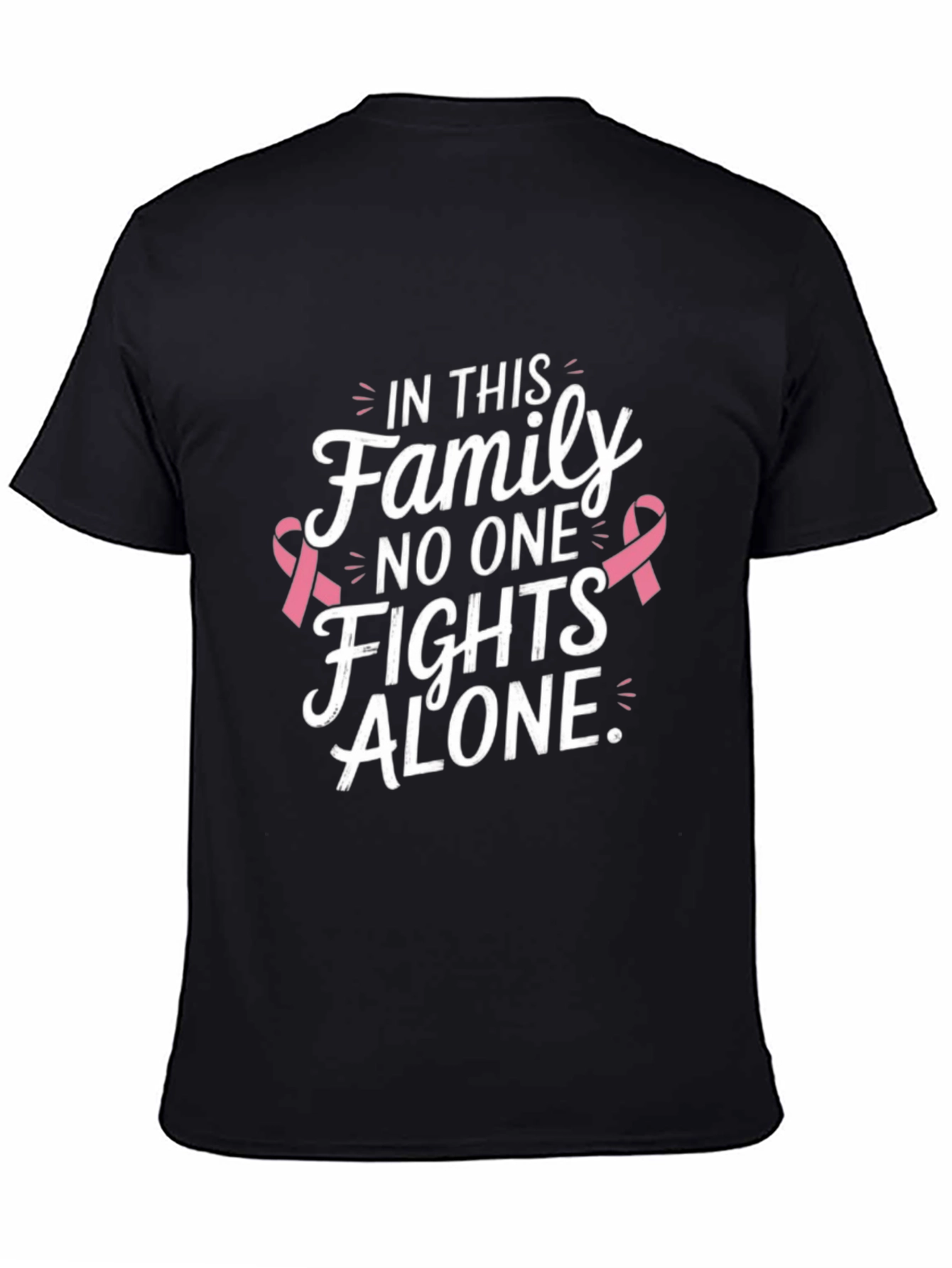 Black Family Fights Alone Breast Cancer Awareness T-Shirt view 4