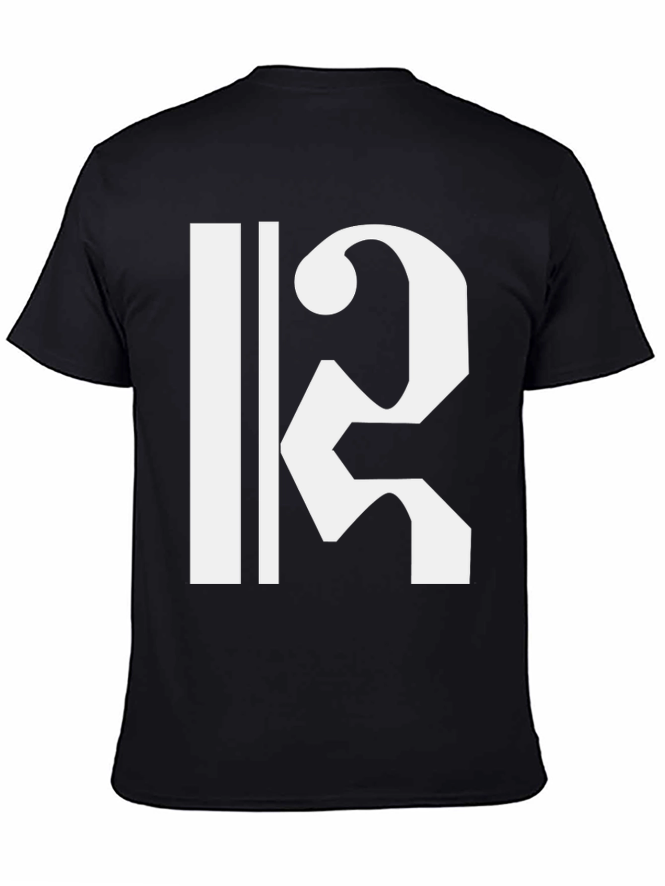 Black Bold Black T-Shirt with White Musical Clef Design view 4