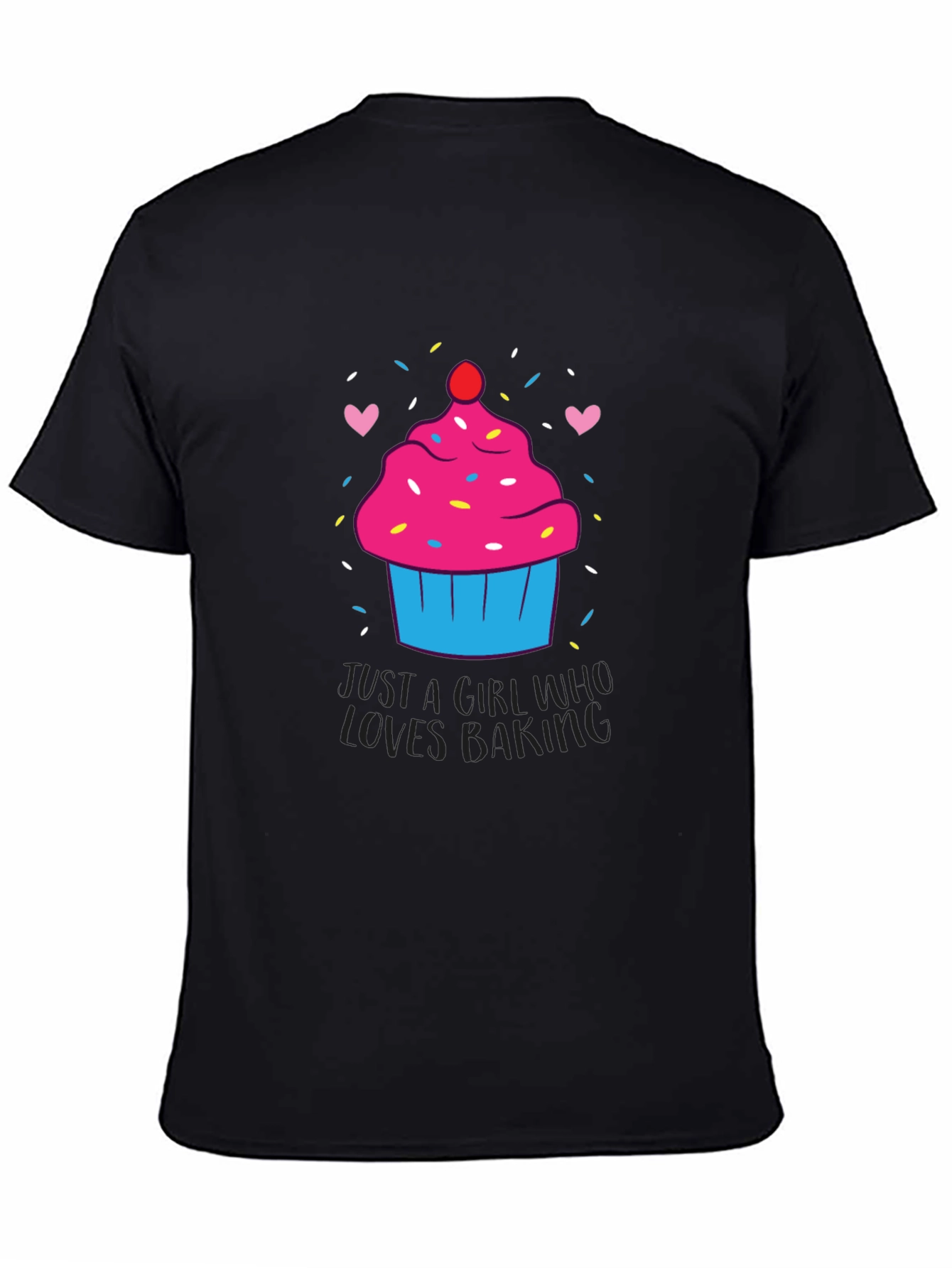 Black Cupcake Baking Lover T-Shirt view 4