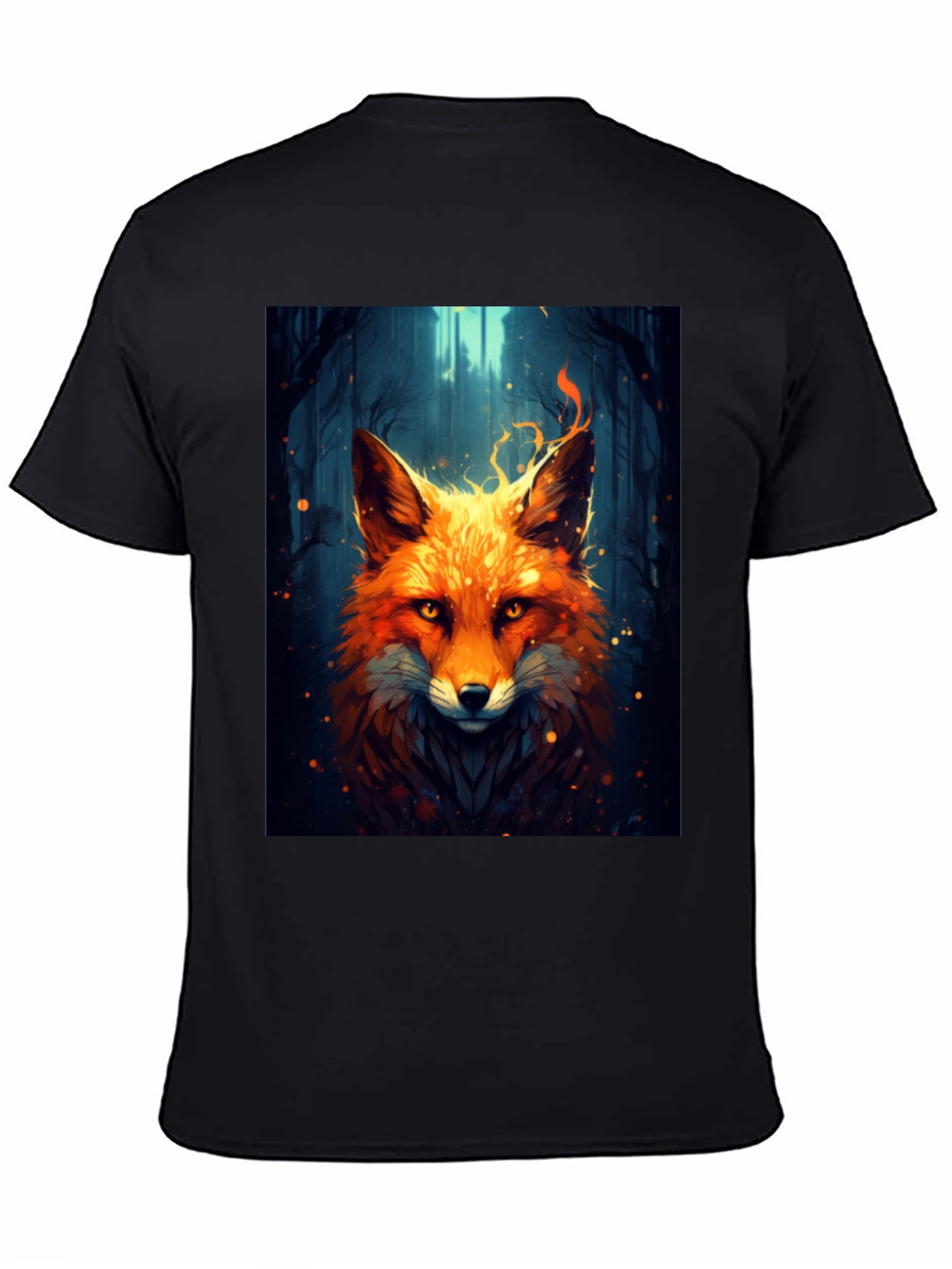 Black Fiery Fox Graphic Tee - Bold Animal Print Shirt view 4