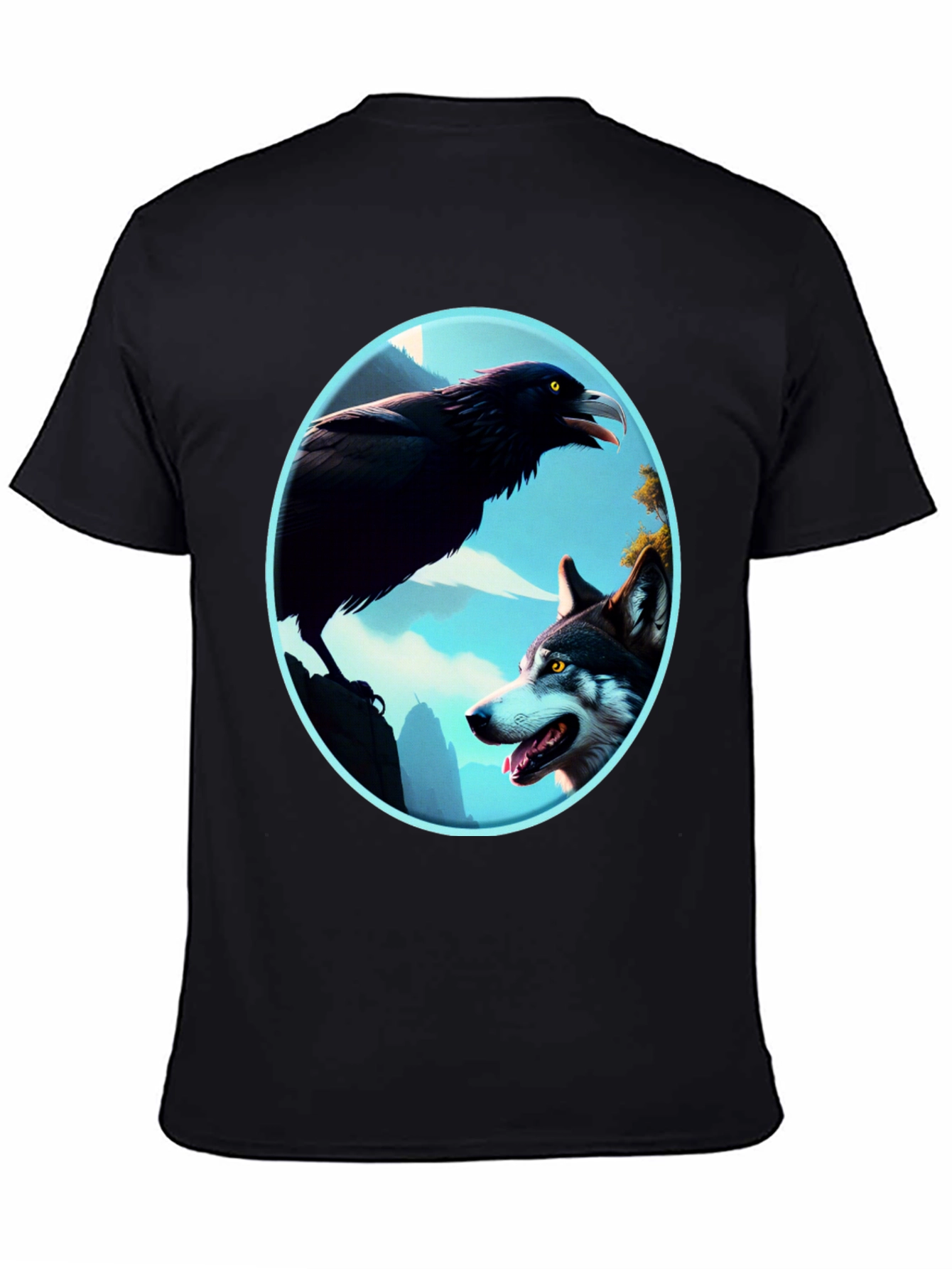 Black Raven and Wolf Graphic Tee view 4