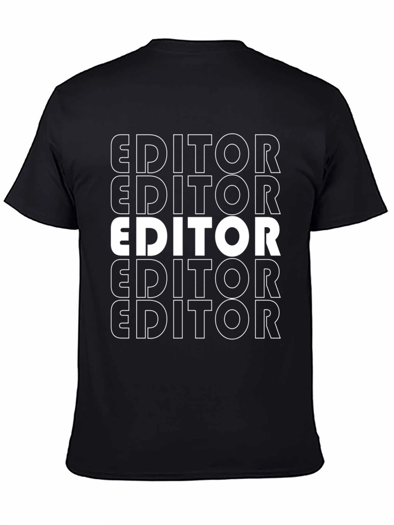 Black Editor Graphic T-Shirt - Trendy Crew Neck Tee view 4