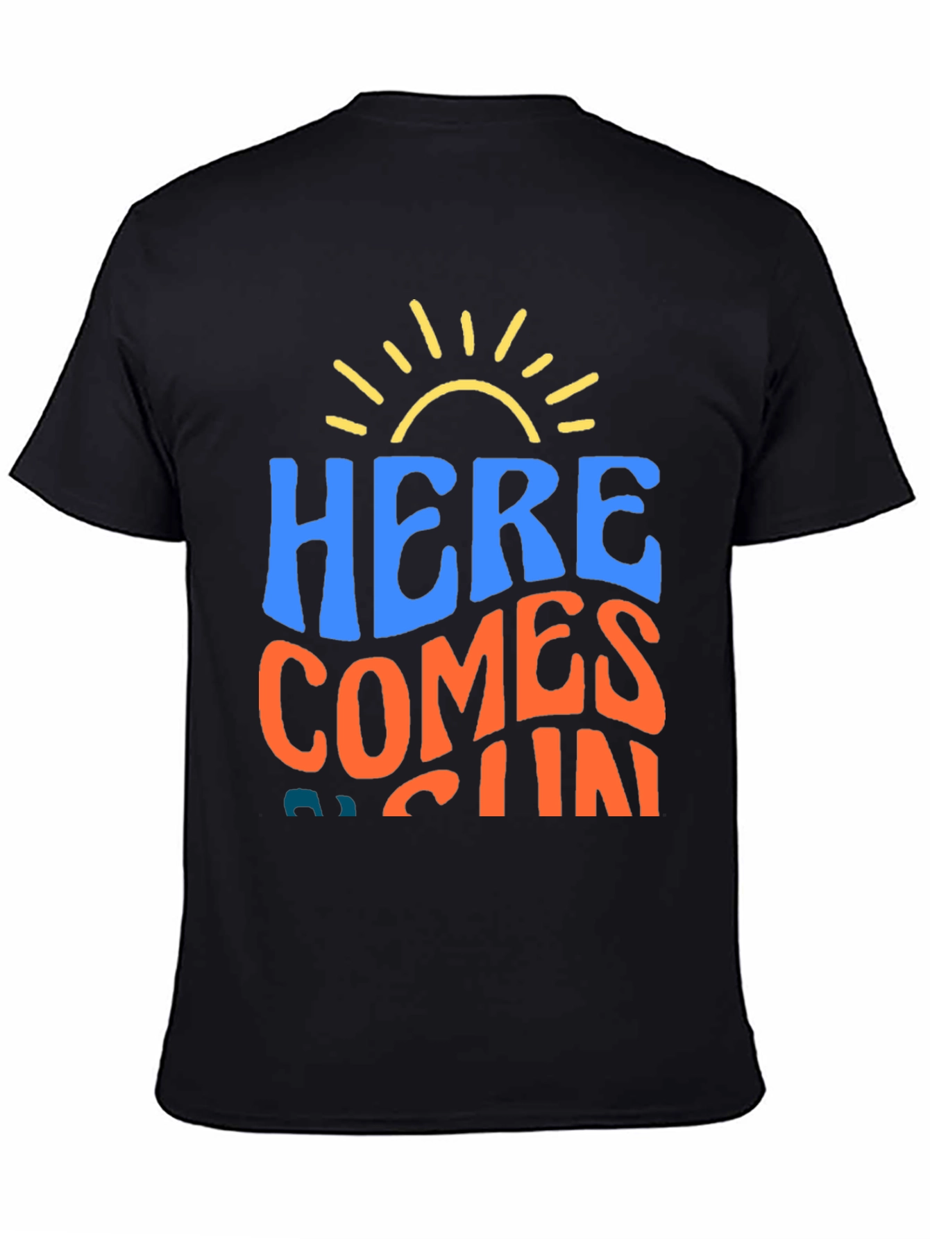 Black Here Comes The Sun Graphic Tee - Black Cotton Blend view 4
