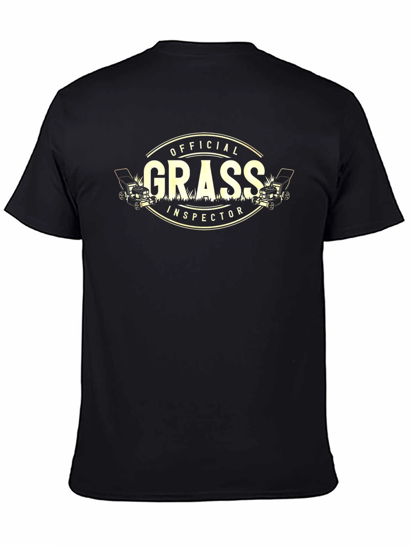 Black Official Grass Inspector Graphic T-Shirt - Lawn Care Humor Tee view 4