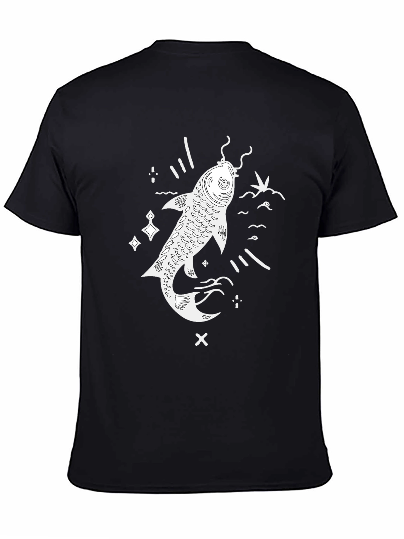 Black Koi Fish Graphic T-Shirt - Black Casual Tee view 4