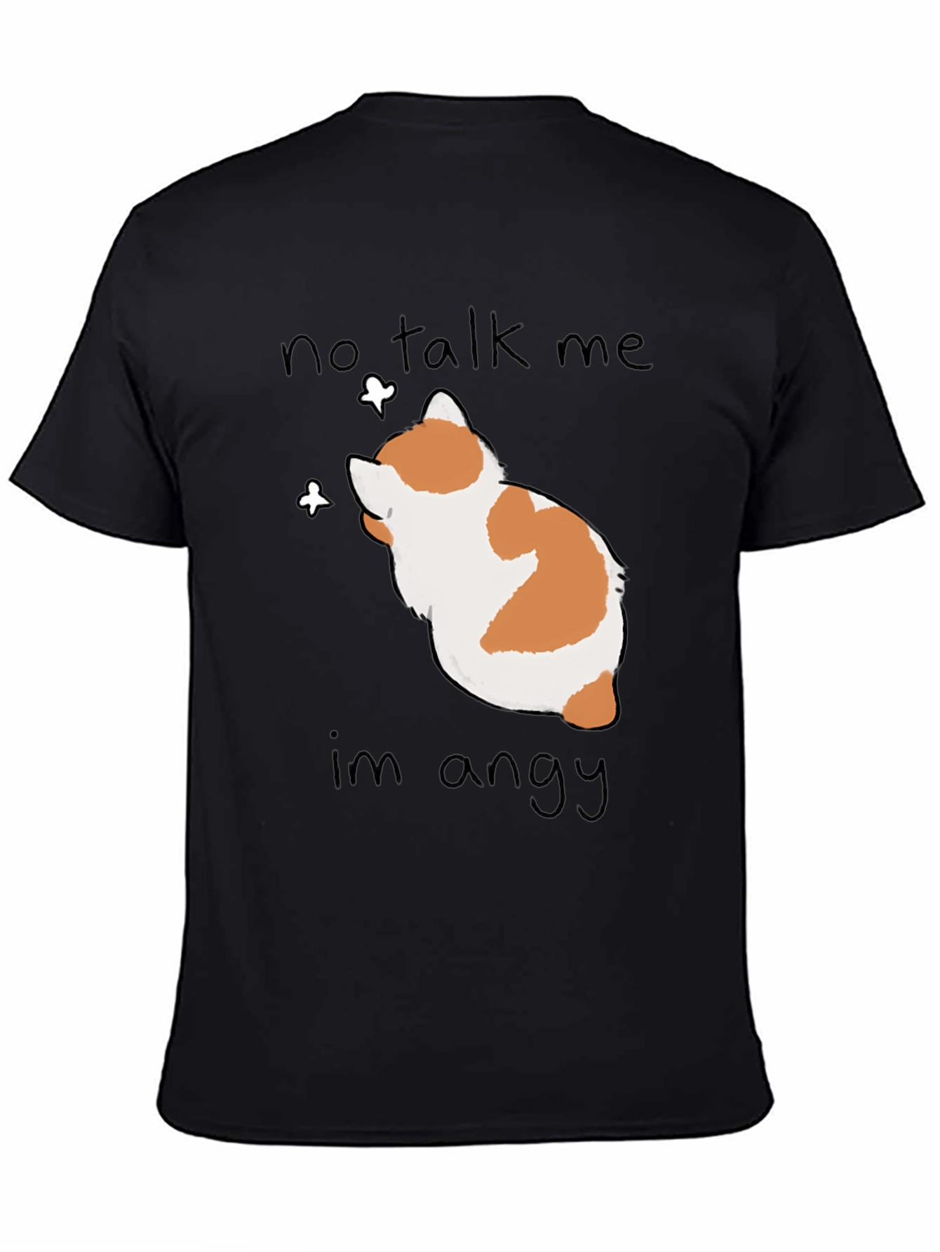 Black No Talk Me I'm Angy T-Shirt - Funny Cat Tee view 4