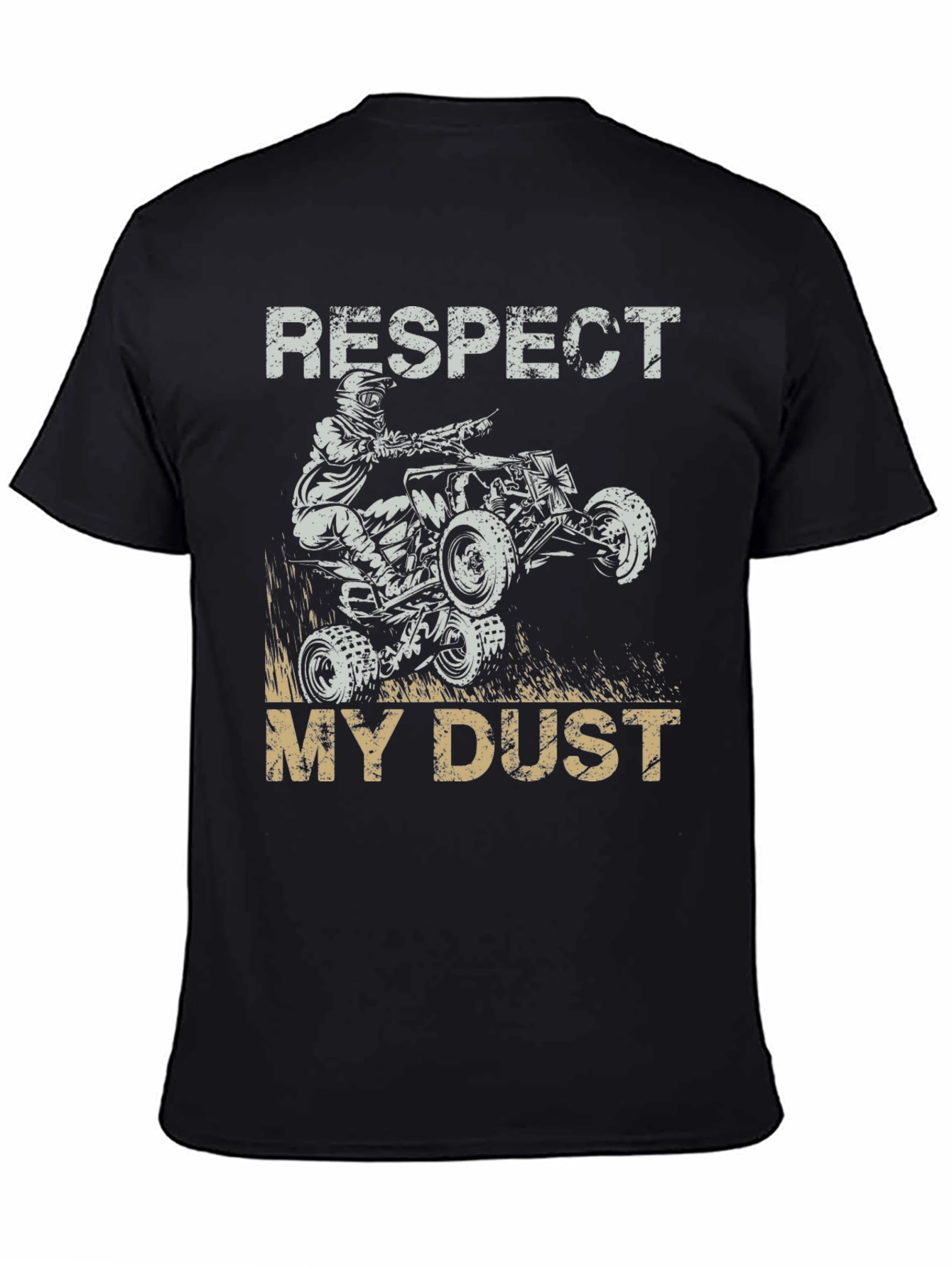 Black Respect My Dust ATV Rider Graphic Tee view 4