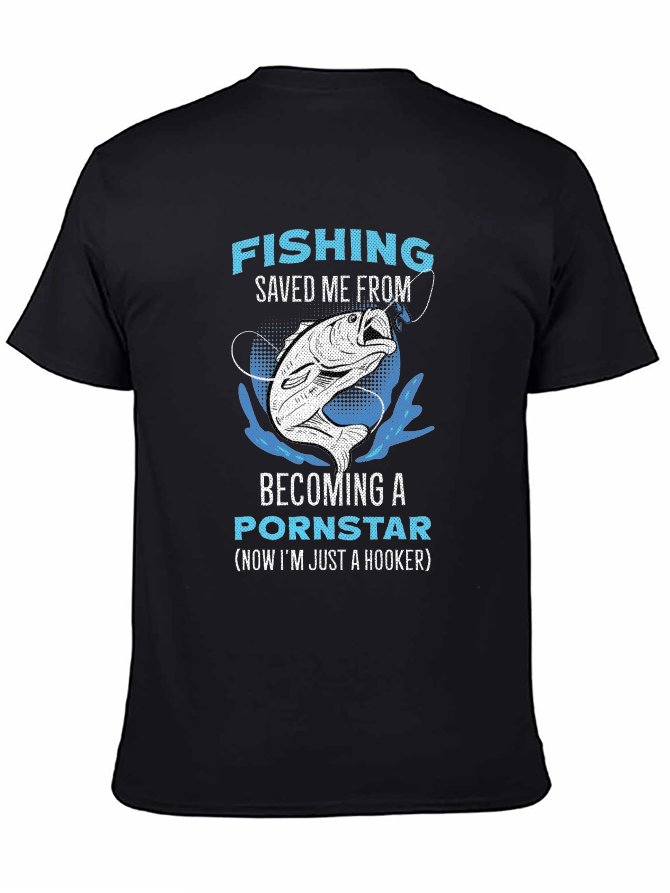 Black Fishing Saved Me T-Shirt - Humorous Angler Tee view 4