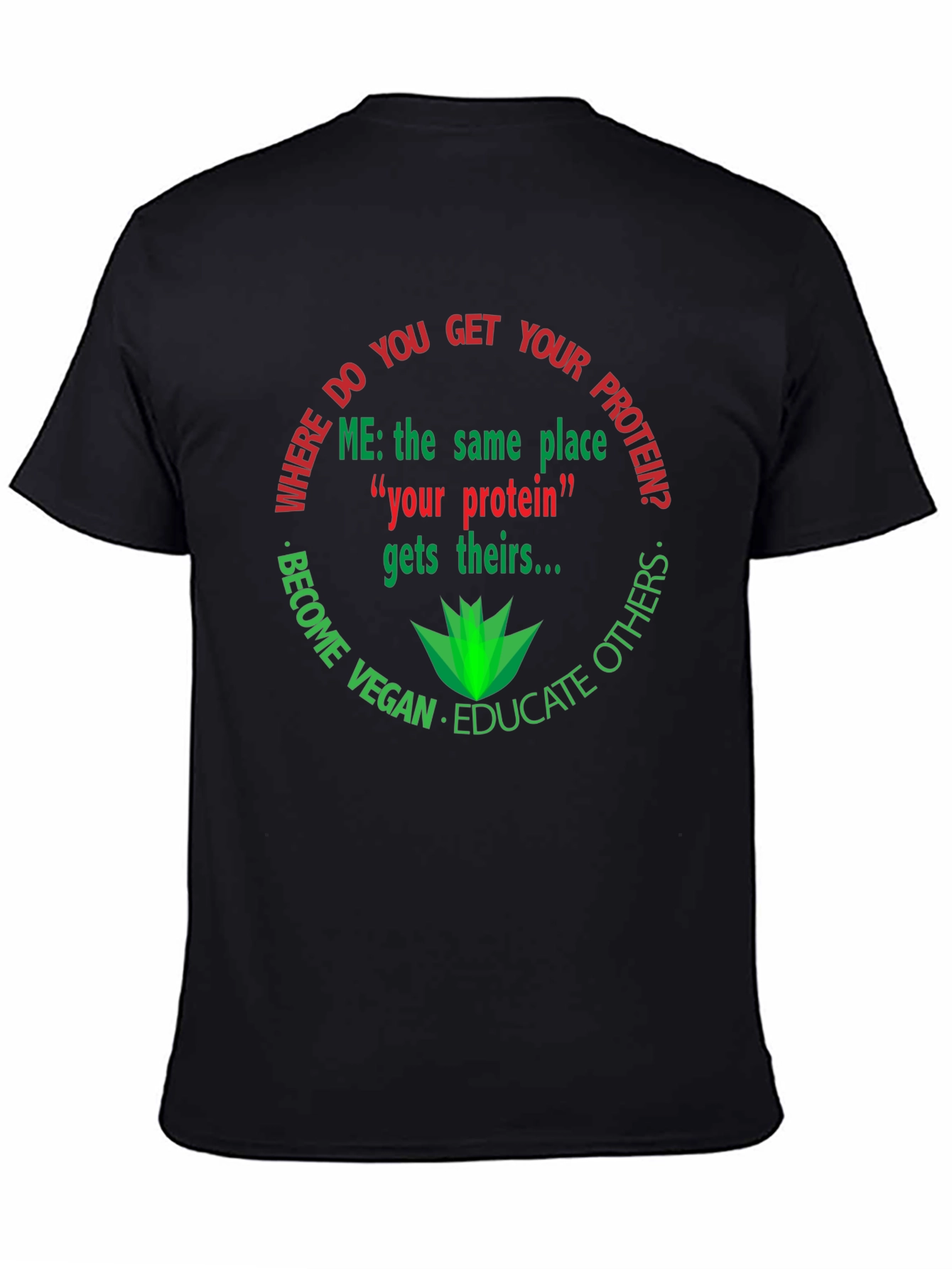 Black Vegan Protein T-Shirt - Educate Others view 4