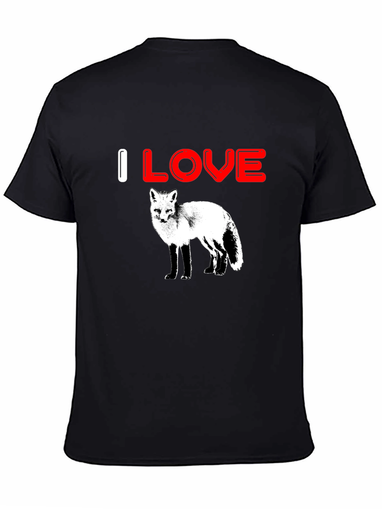 Black I Love Foxes Graphic Tee - Black Cotton T-Shirt view 4