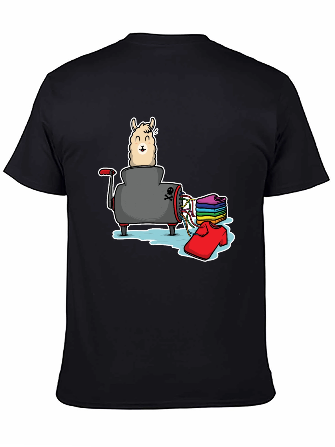 Black Llama T-Shirt - Whimsical Design view 4