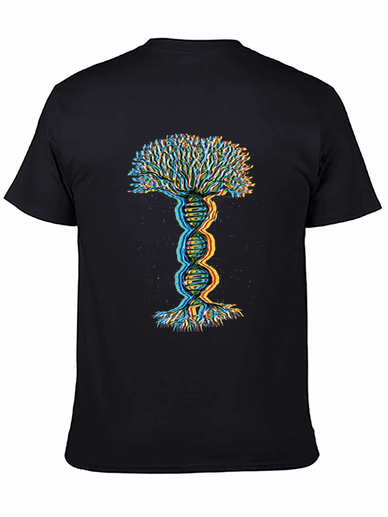Black DNA Tree of Life Graphic Tee - Black view 4