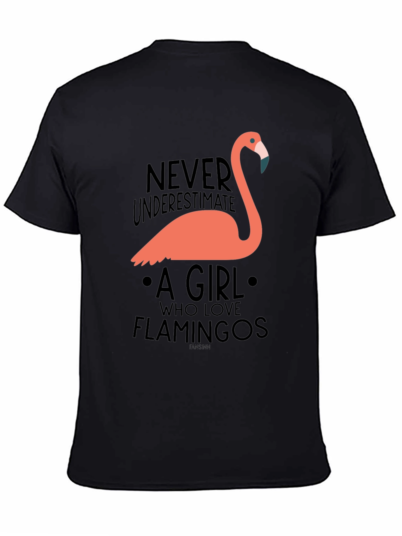 Black Funny Flamingo Lover T-Shirt - Never Underestimate a Girl view 4