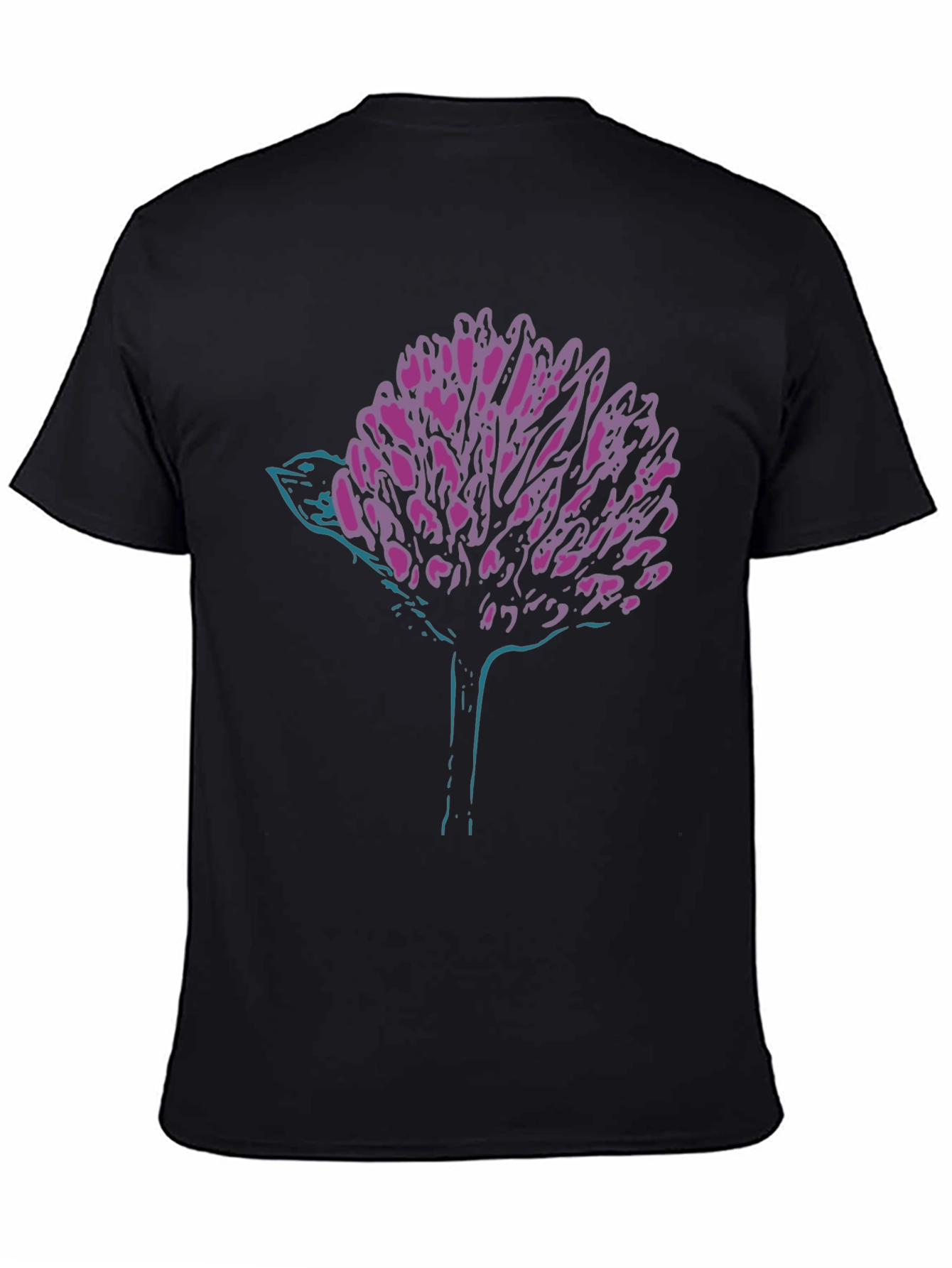 Black Modern Graphic Tee - Abstract Bird & Bloom view 4