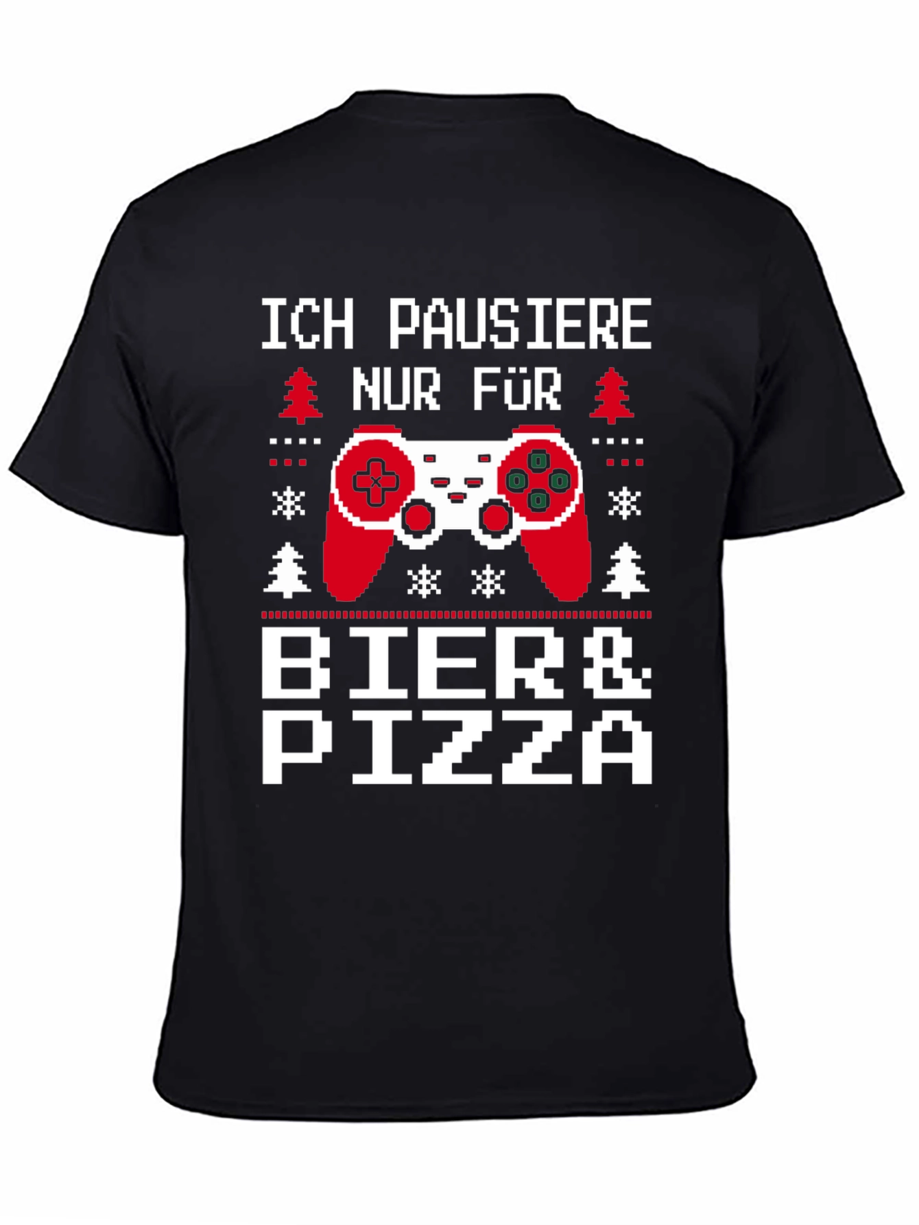 Black Gamer Beer & Pizza T-Shirt - Ich Pausiere Nur Fur view 4