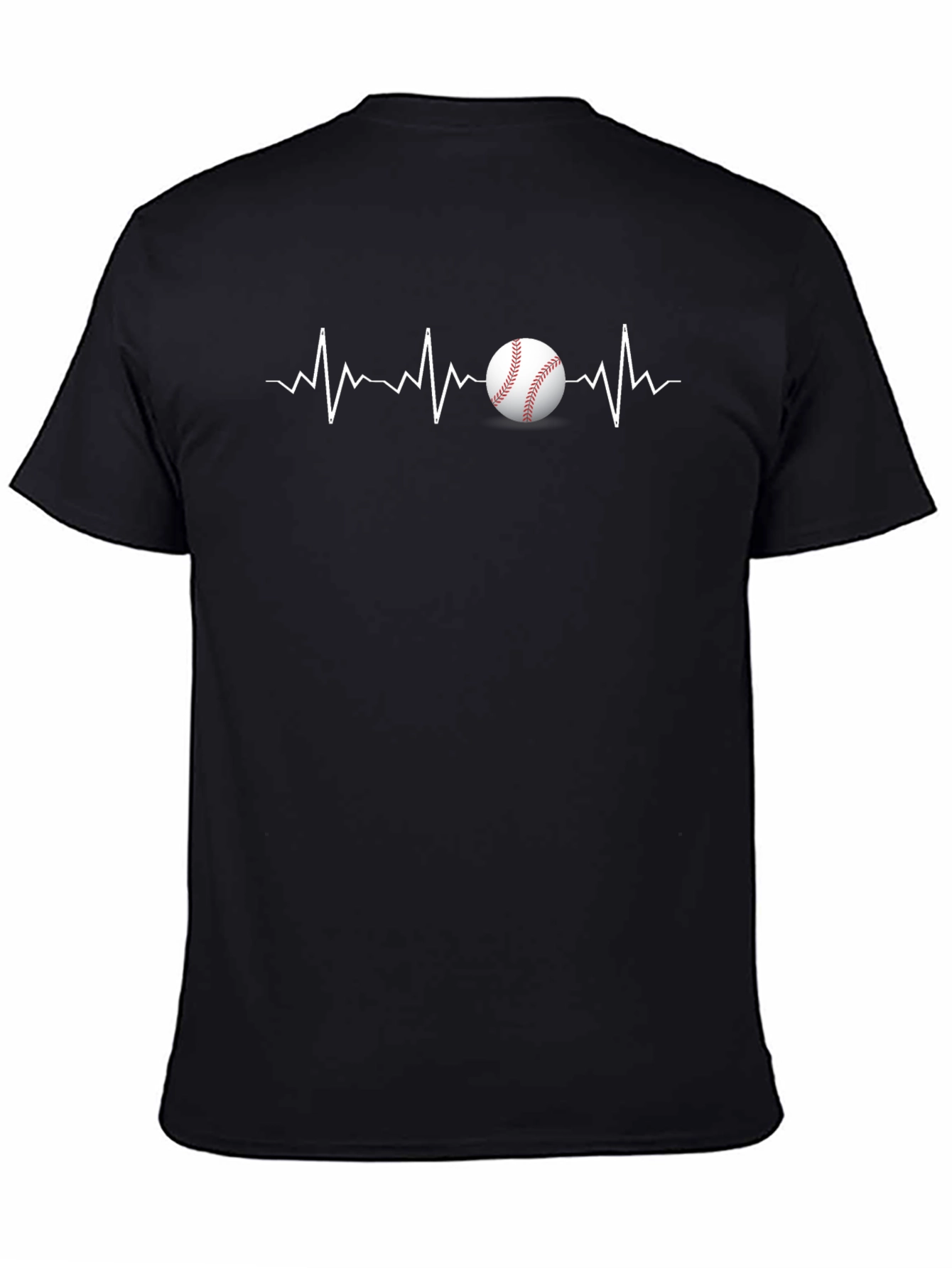 Black Baseball Heartbeat T-Shirt - Sporty Graphic Tee view 4