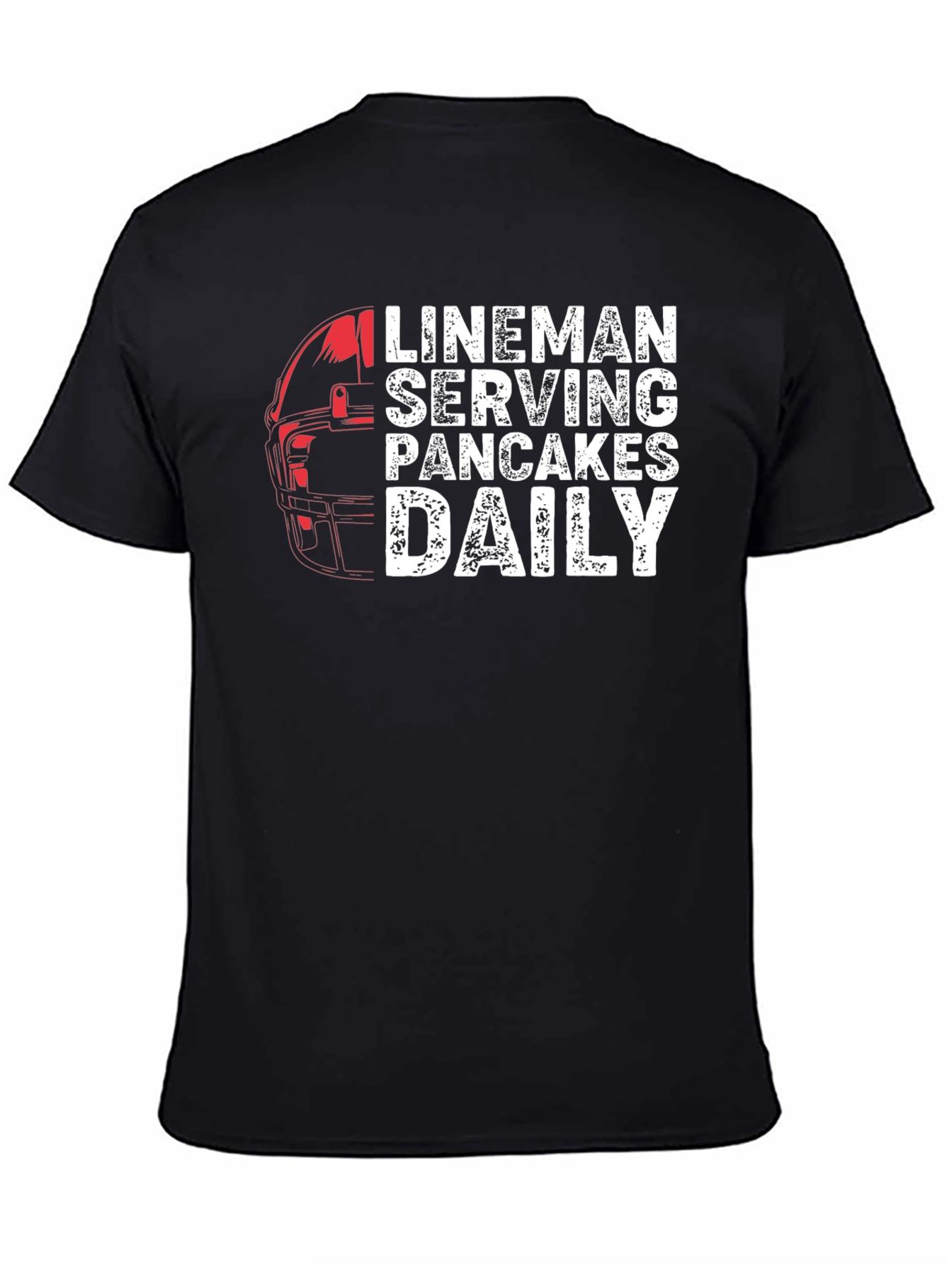 Black Lineman Serving Pancakes Daily Black T-Shirt view 4