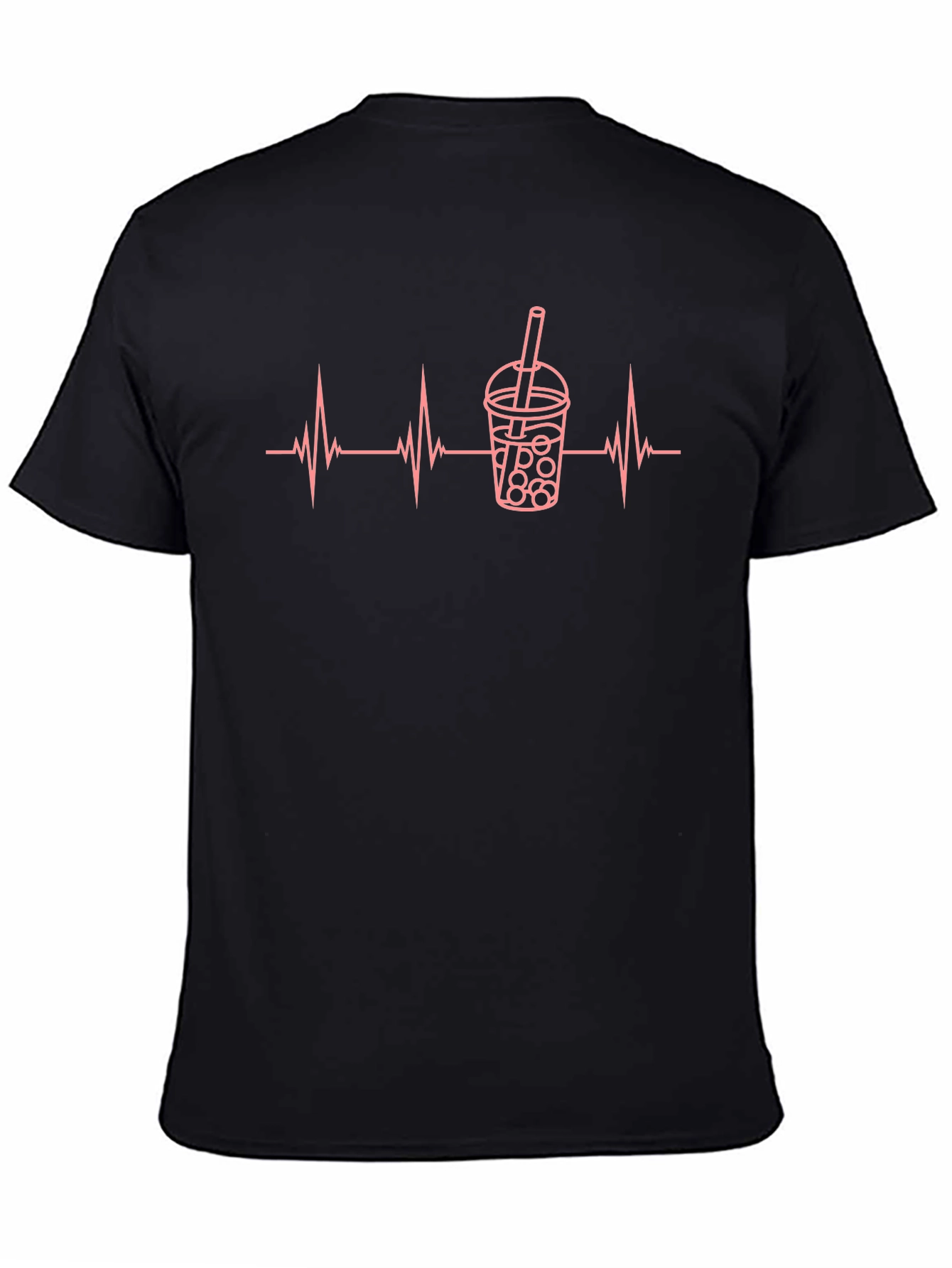 Black Boba Heartbeat T-Shirt - Novelty Graphic Tee view 4
