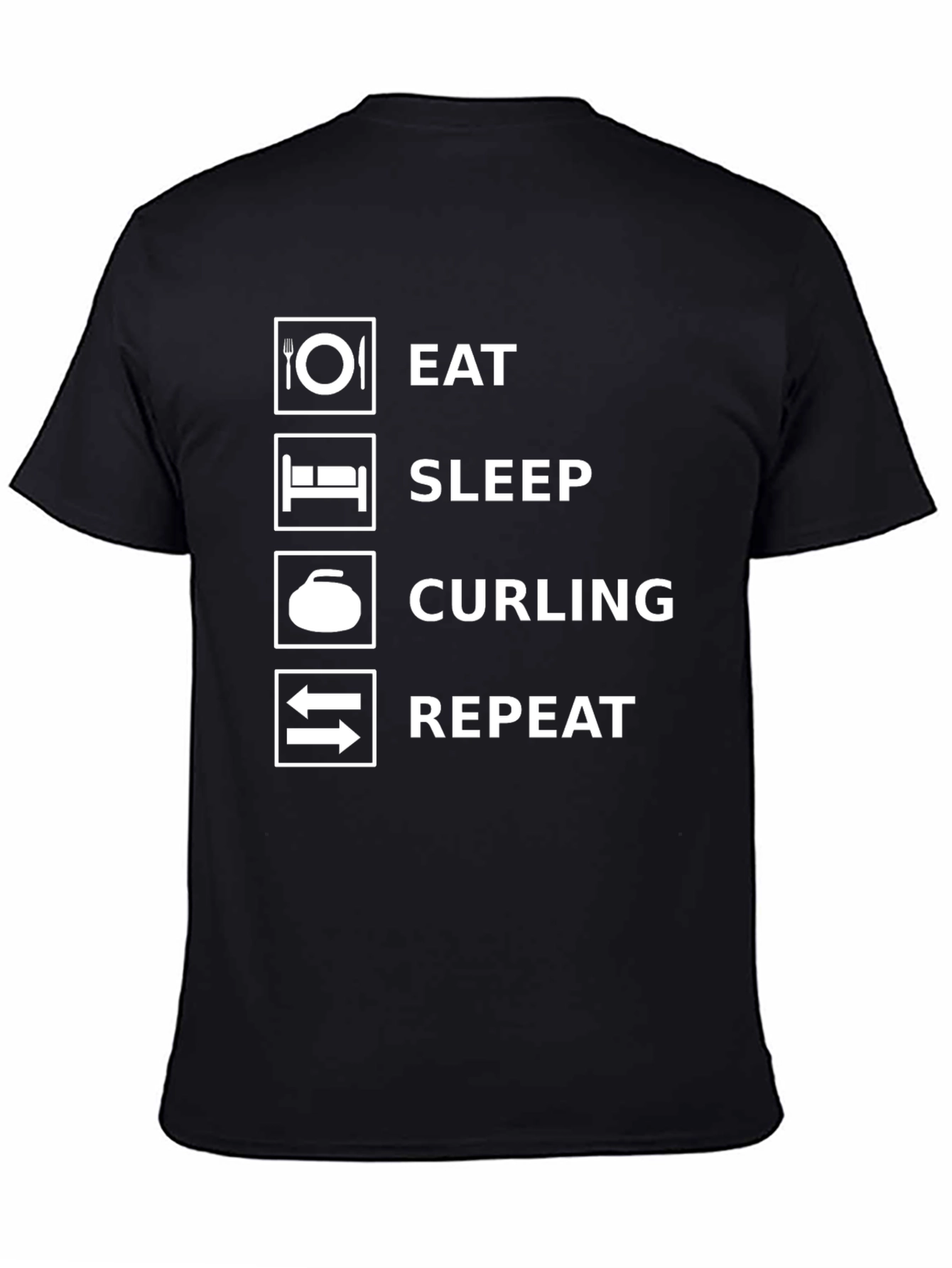 Black Eat Sleep Curling Repeat T-Shirt view 4